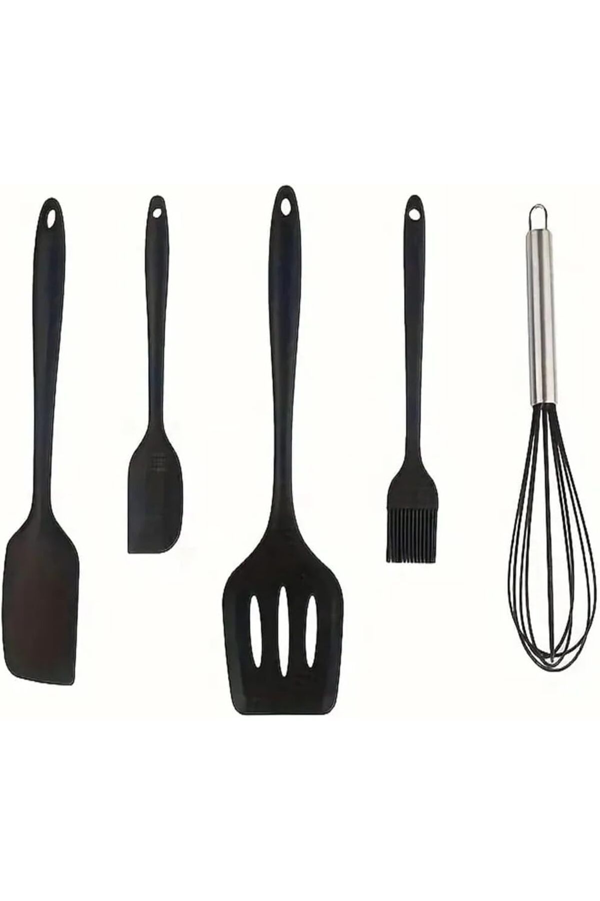 STOREMAX SRT Isıya Dayanıklı Yanmaz Yapışmaz Silikon Spatula Seti 5 Parça Siyah FxYM 1126906