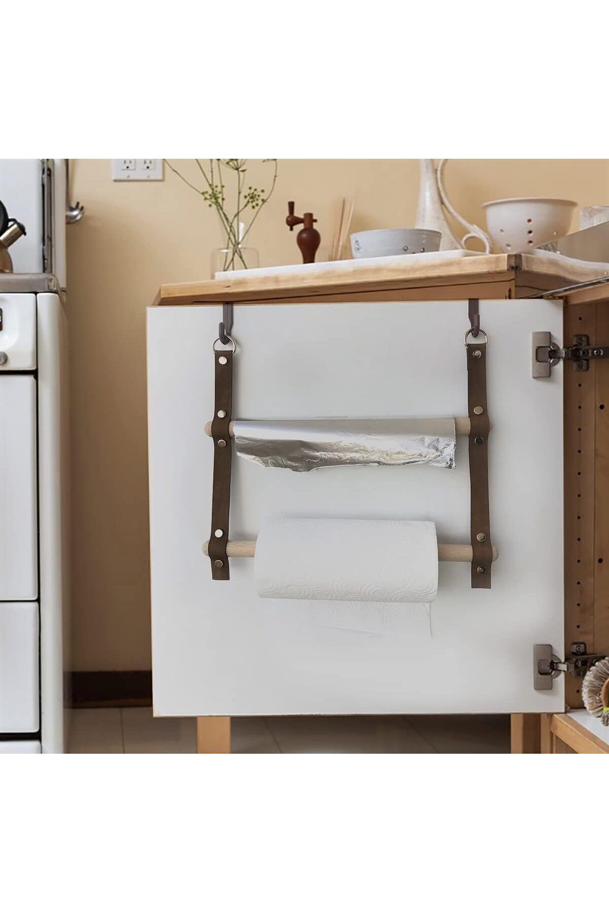 LUXE Tezgah Üstü Folyoluk streçlik ve Kağıt Havluluk Düzenleyici LZ01- Mutfak Organizer Baharatlı