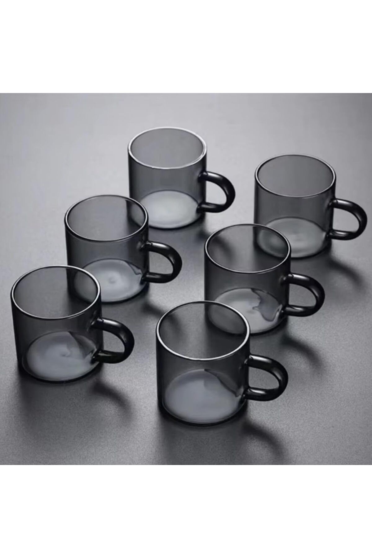 STOREMAX ELZ 6 Adet 113ml cam füme renk fincan espresso kahve fincanı ısıya dayanıklı çay seti çay fi