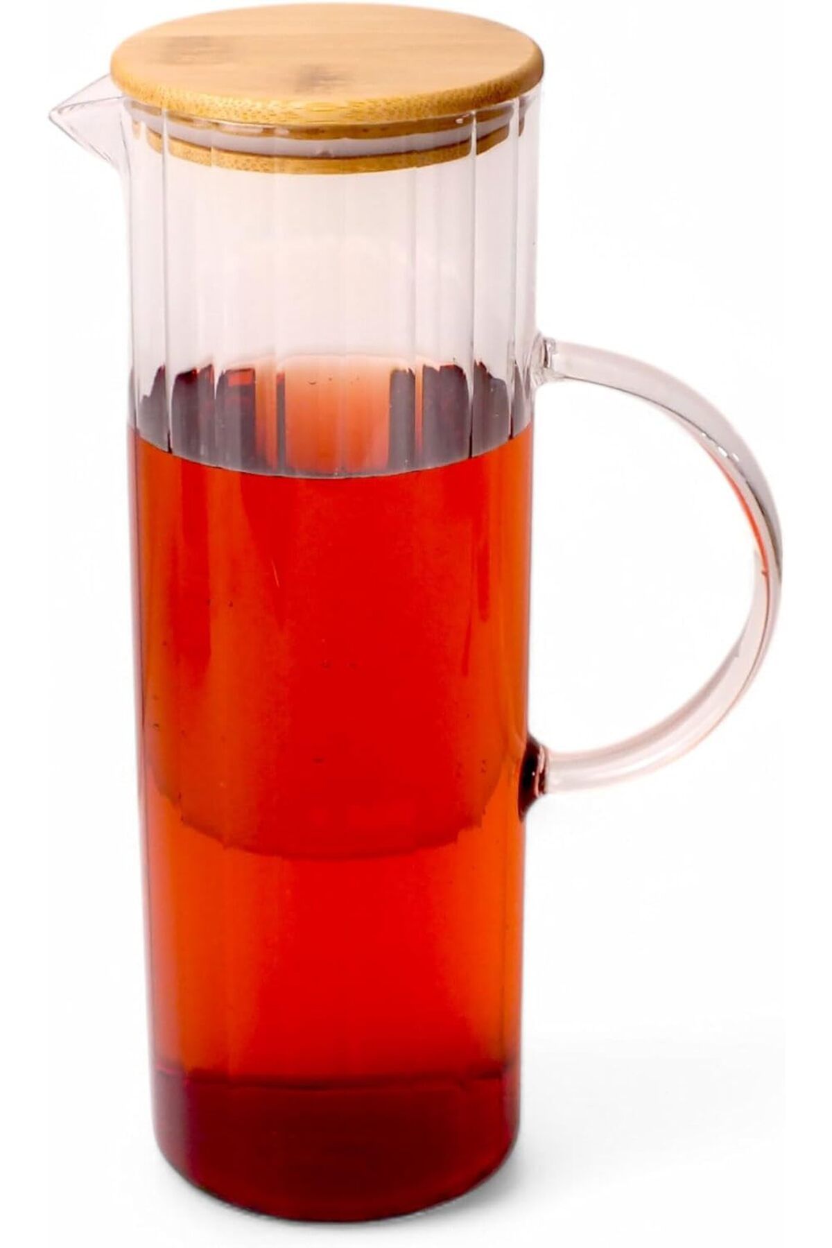 STOREMAX SRT 1000ml Bambu Kapaklı Line Borosilikat Cam Yağlık & Sürahi – Şık, Dayanıklı ve Sağ