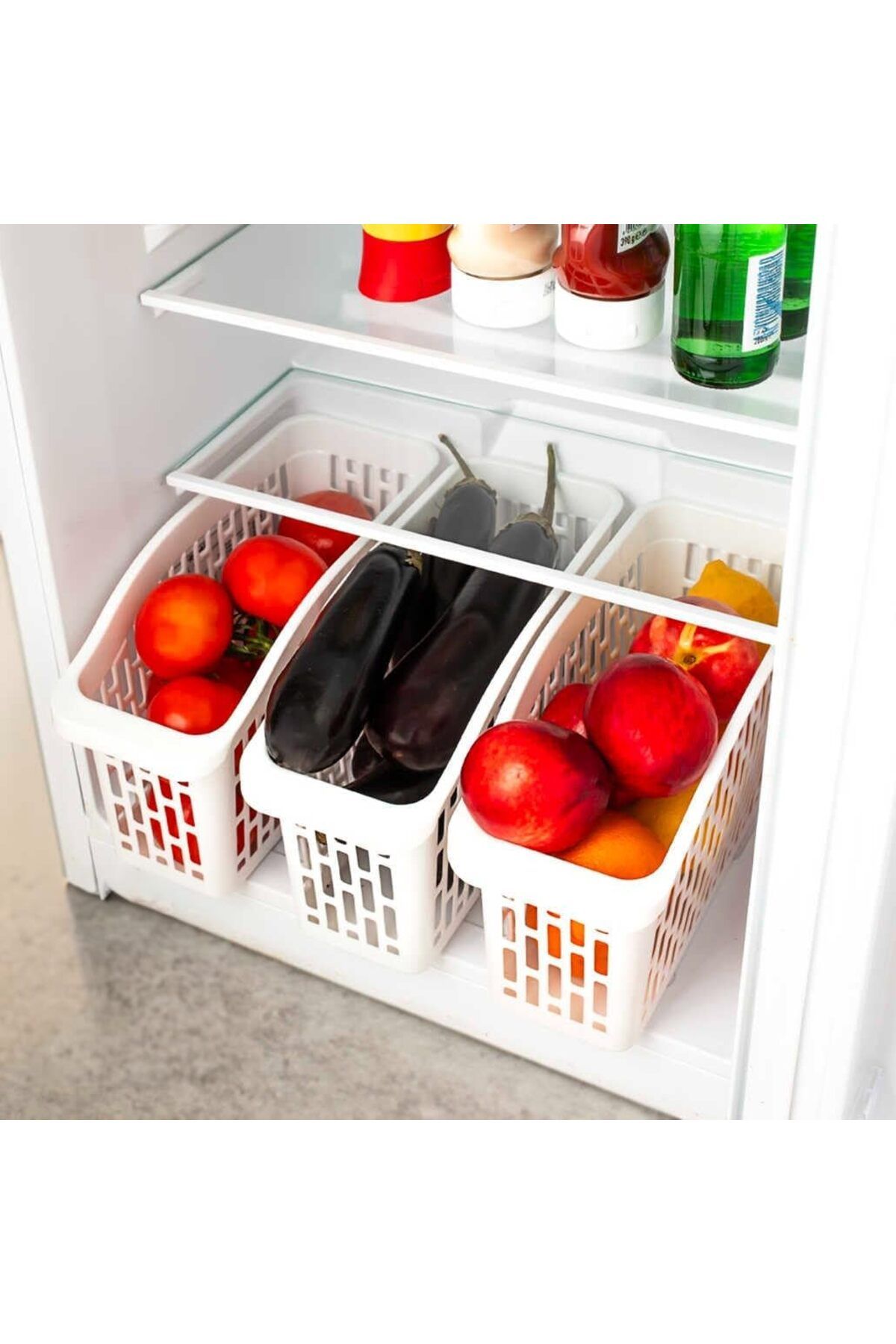 LUXE Org-22 3 lü Çok Amaçlı Buzdolabı İçi Düzenleyici Sebze Meyve Organizer Sepet LXSHP 1055529