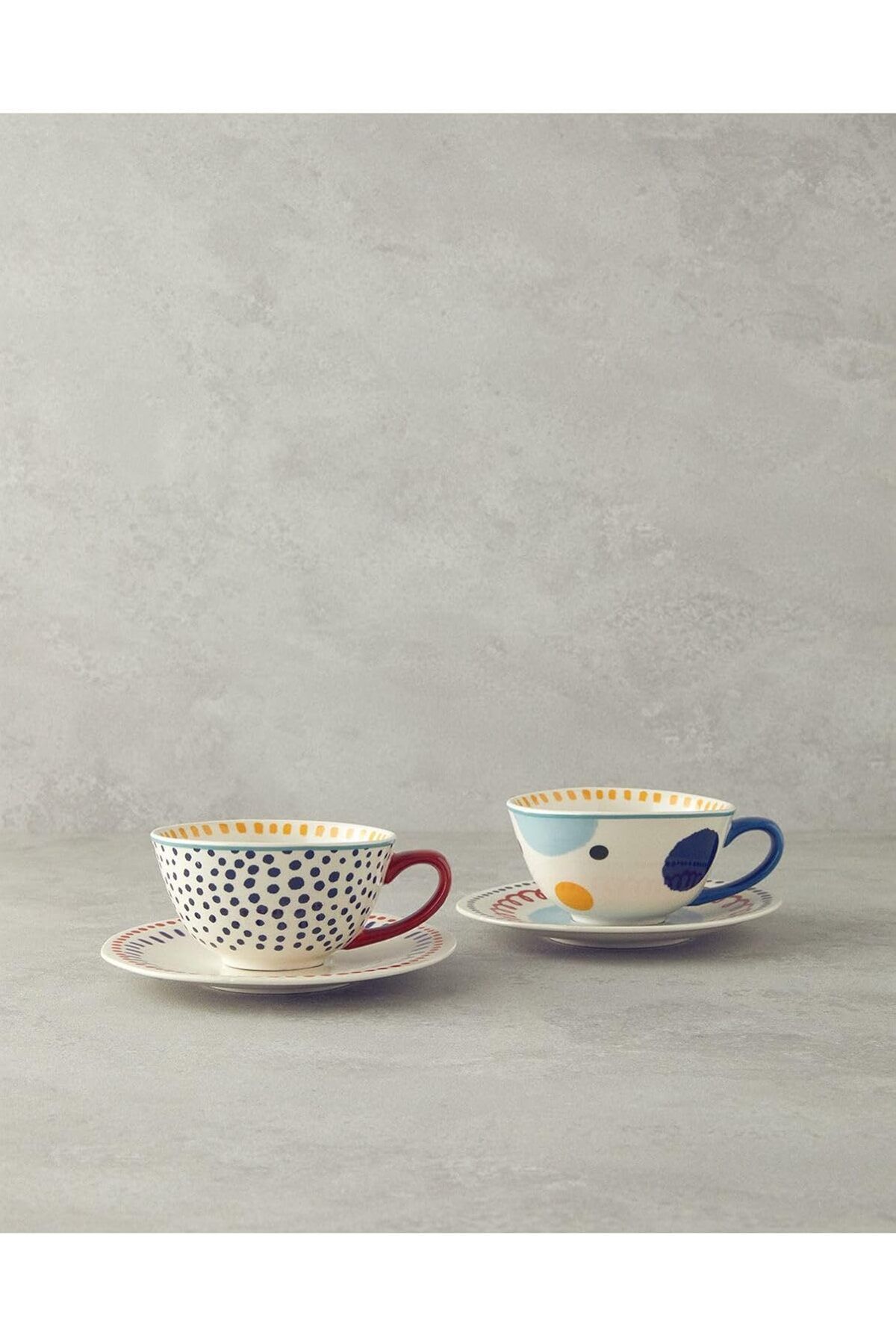 LUXE Home Coachella Blend Stoneware 4 Parça 2 Kişilik Fincan Takımı Mavi-Terracotta LXSHP 1055529