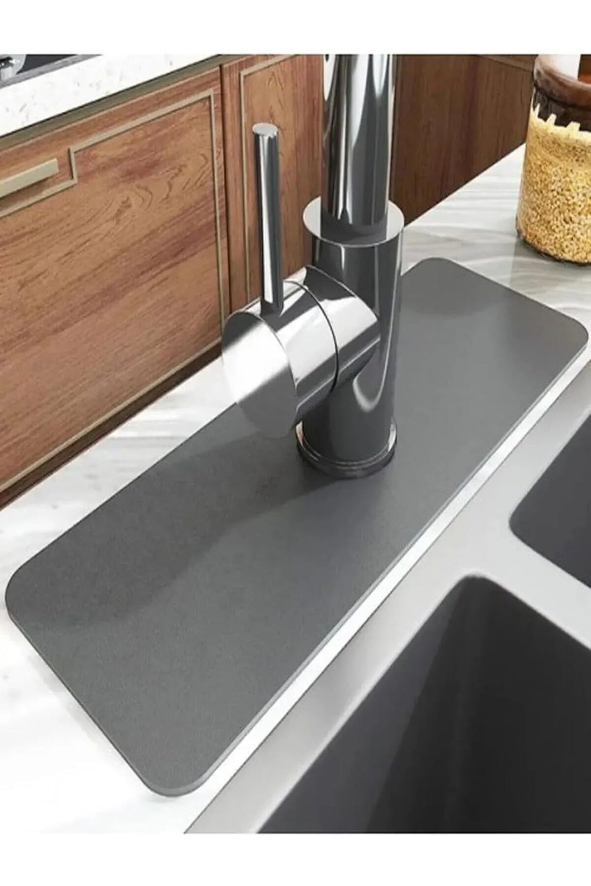 LUXE Emici Sihirli Lavabo Musluk Matı 38x13 cm Mutfak Ve Banyo Için Tezgah Üstü Diatom Mat LXSHP 105