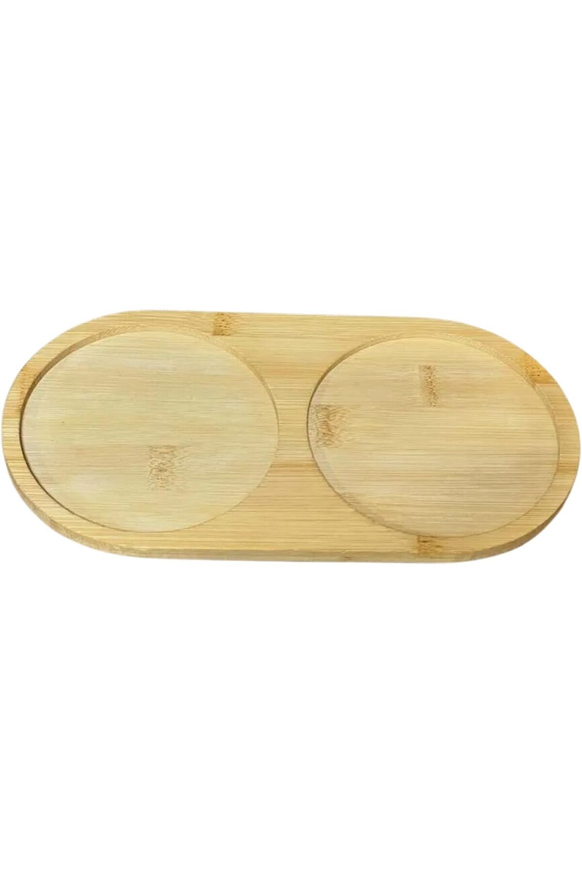 LUXE 2 Bölmeli Oval Yağdanlık ve Sosluk Altlığı - Şık Doğal Ahşap Görünümlü Stand, Mutfak