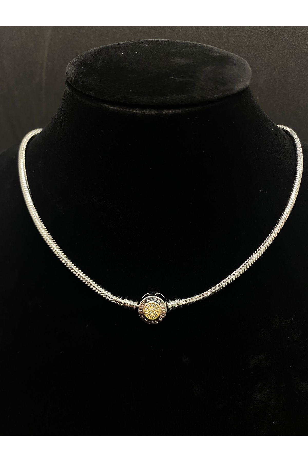 Jiji Jewelery Marka Charm Yılan Zincir Klipsli Gümüş Renk Çelik Kolye