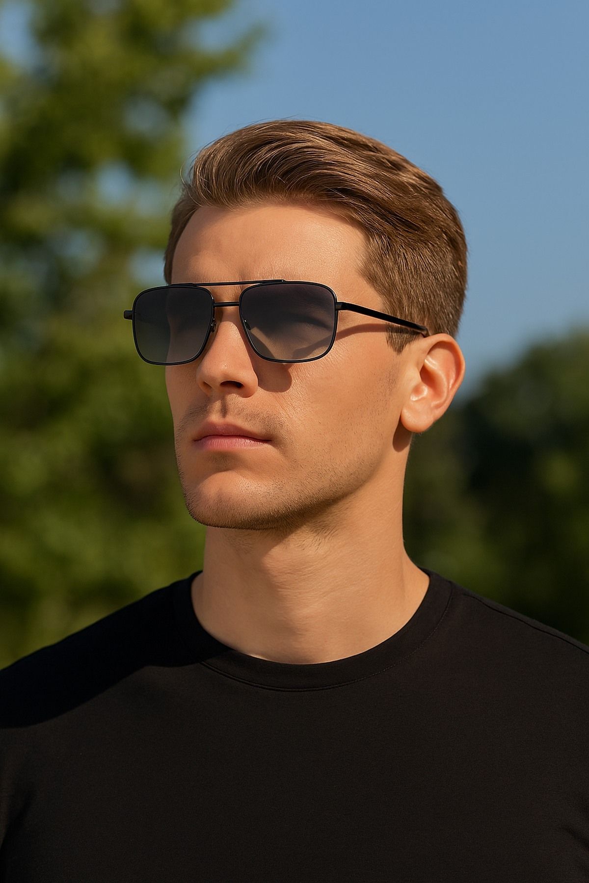 Daniel Klein Siyah Çerçeve Gri Degrade Cam Erkek Güneş Gözlüğü