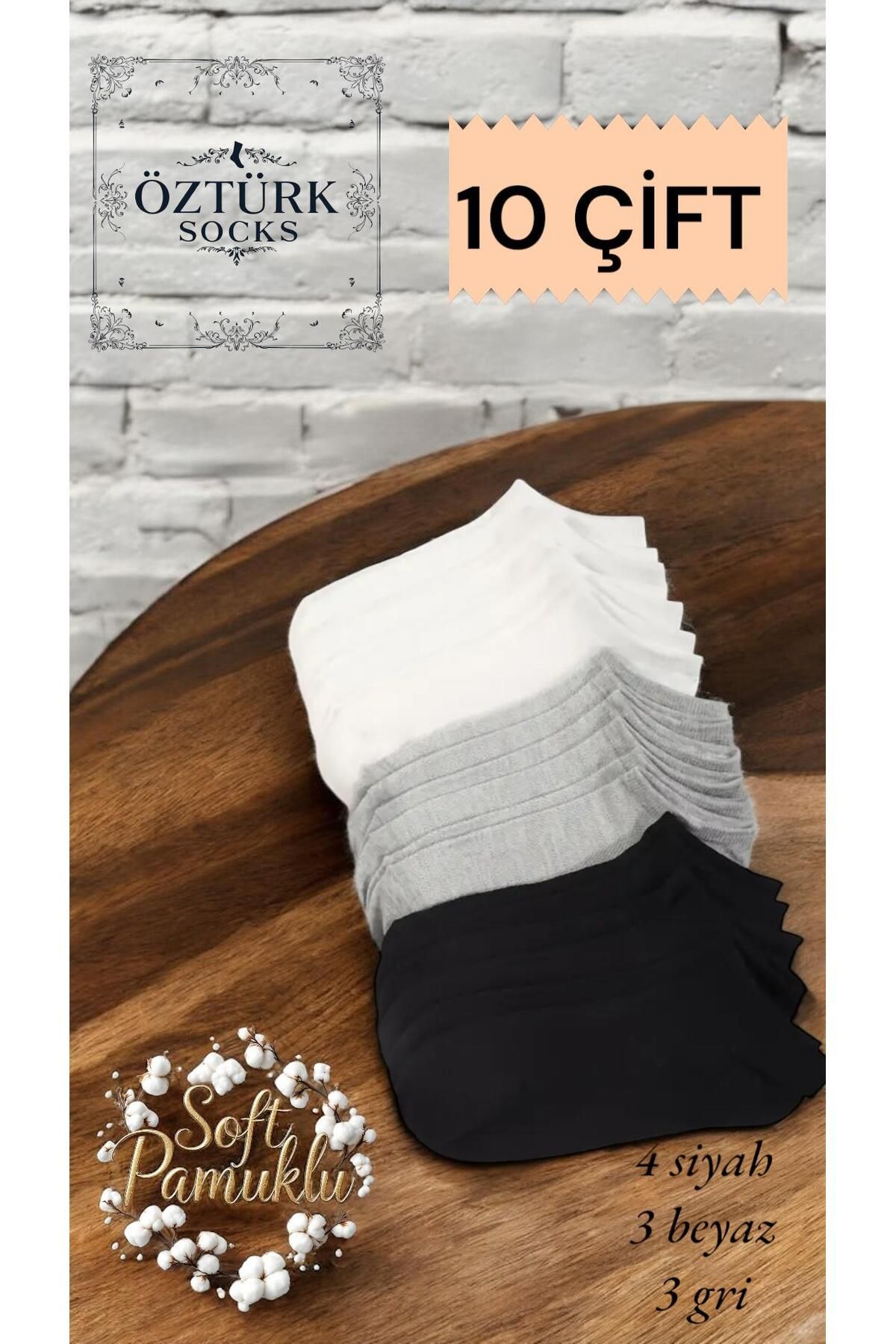 ÖS ÖZTÜRK SOCKS Unisex 10 ÇİFT Pamuklu Patik Çorap