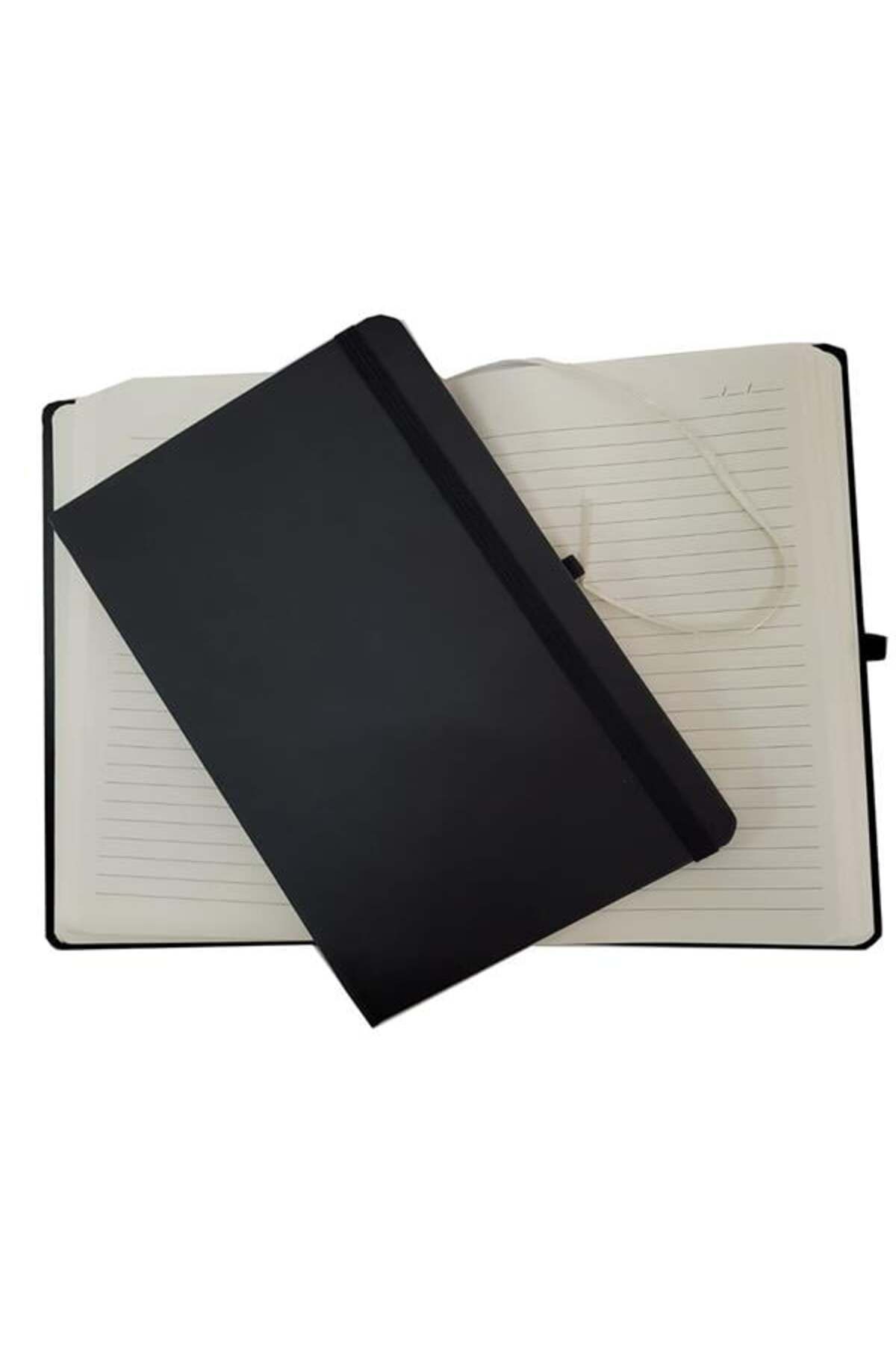 DENİZBİLİŞİM Siyah Renk Termo Deri Çizgili Defter Hediyelik