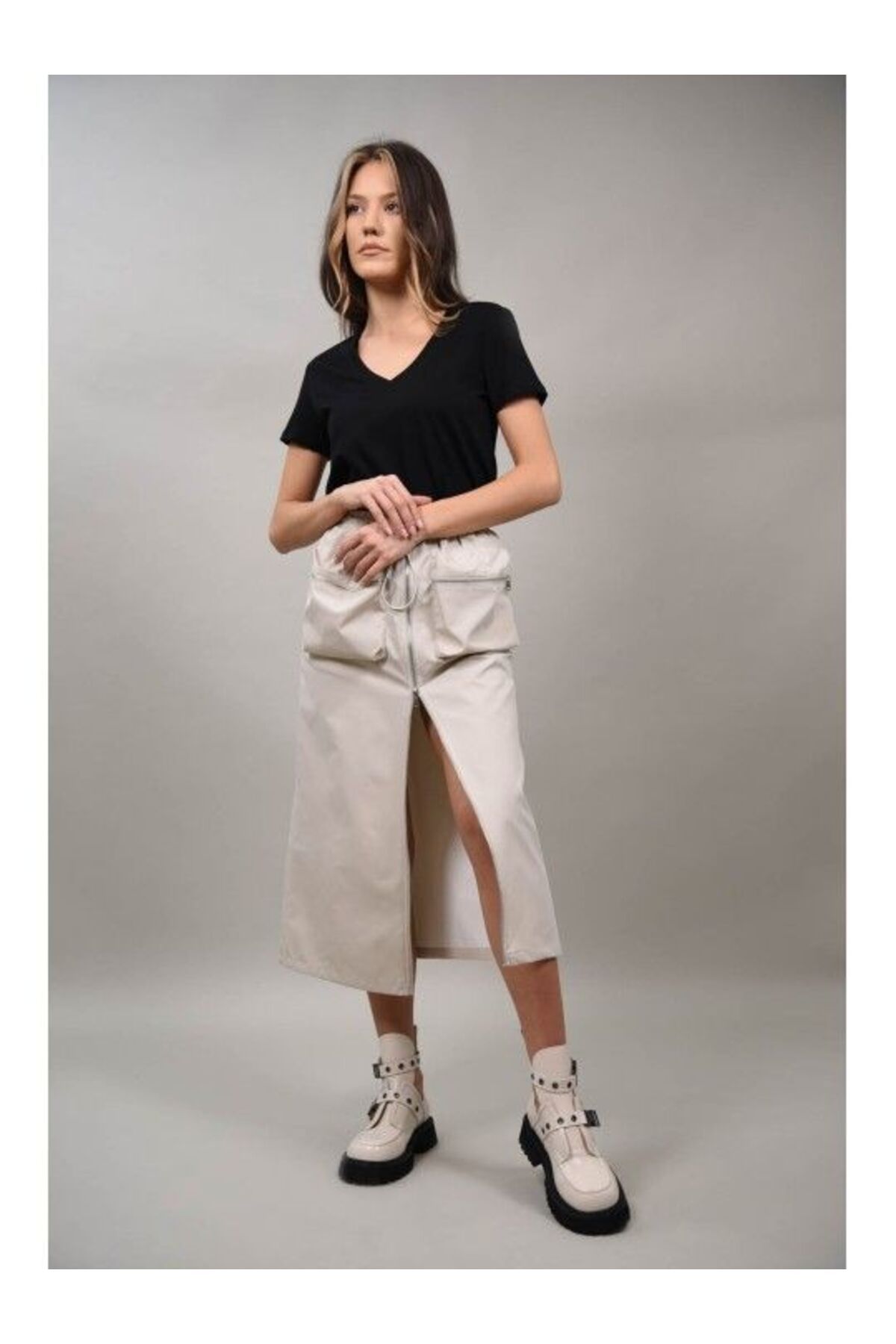 LUMİNA-Skirt With Zipper And Patch Pockets Positano Ivory M-l 2