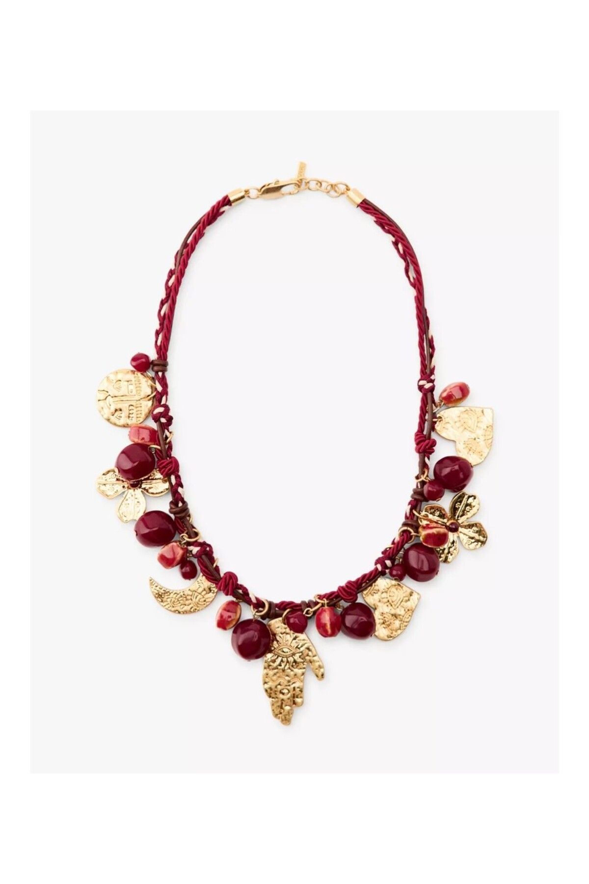 CHARMLUCKY ÇELİK KIRMIZI GOLD CHARM KOLYE