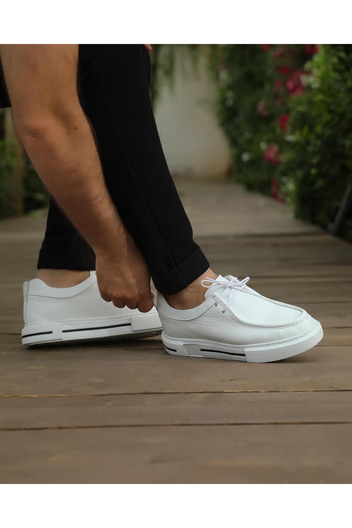 ByItallanoshoes WHİTE SATUN 0019 HAKİKİ DERİ GÜNLÜK ERKEK SNEAKER AYAKKABI