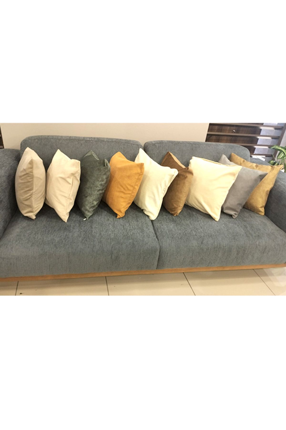 KIrlentçi Ahmet Kadife Dokulu Karisik Renkli Kırlent Yastık Minder Kılıfı 8 Adet 45x45 cm Koltuk Kanepe Fermuarlı
