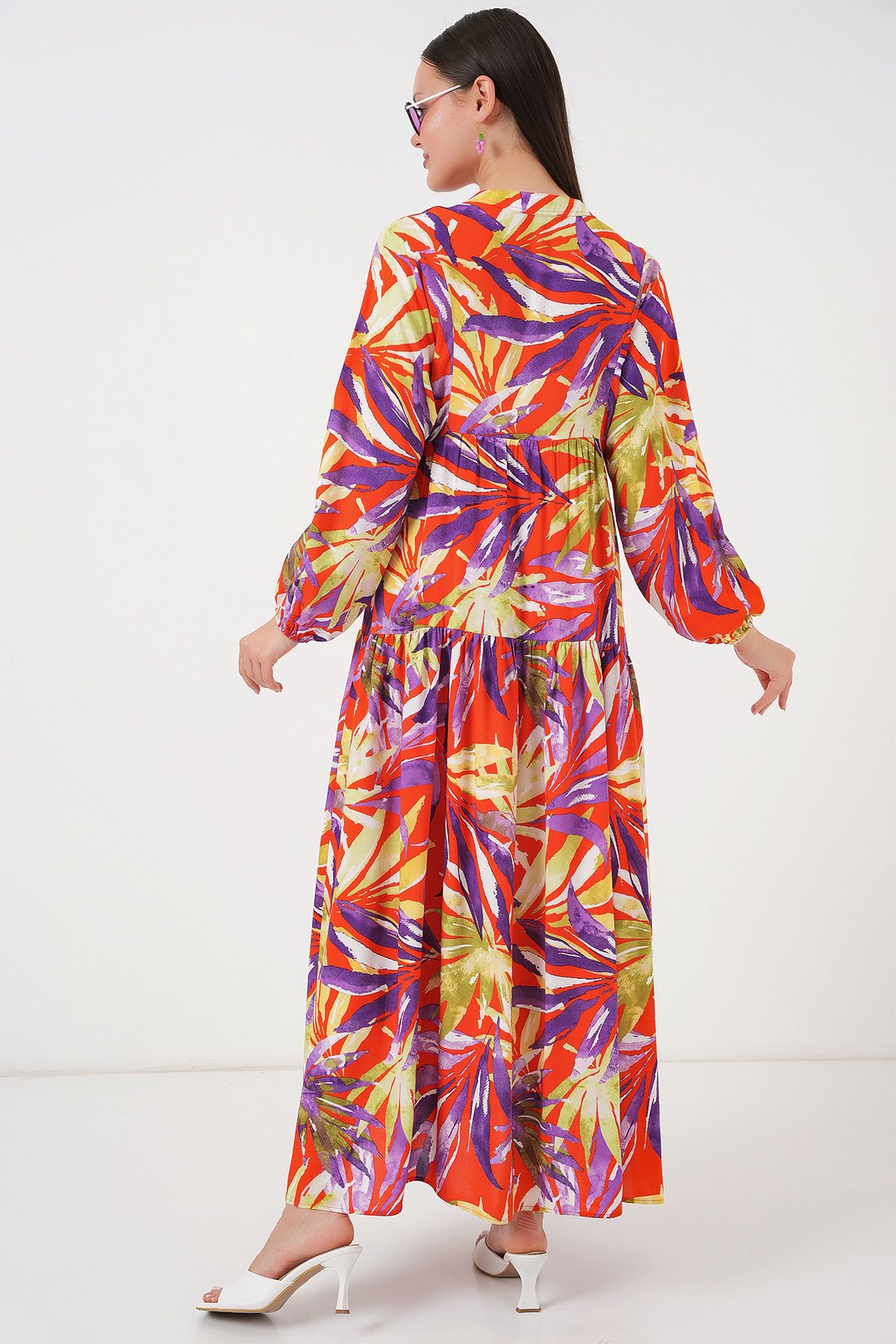 Bigdart-2423 Rochie Hijab cu Motive Autentice - B.Lila 7