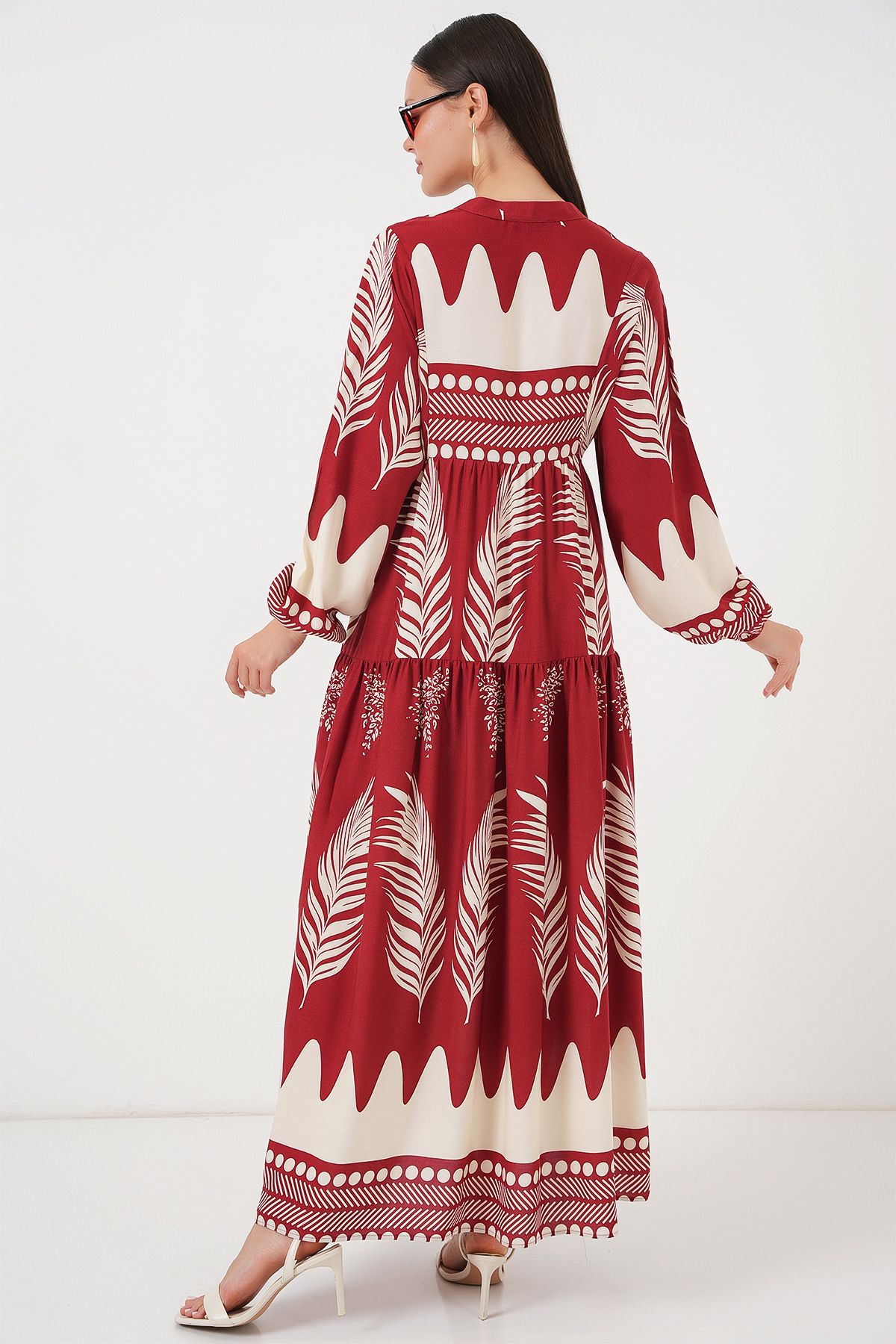 Bigdart-2423 Authentic Patterned Hijab Dress - G.Burgundy 7