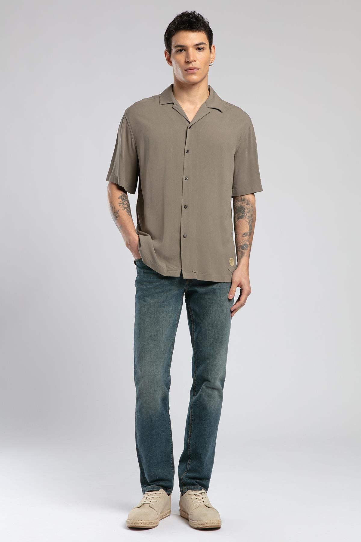Lee Cooper Faylin Erkek Kısa Kol Dokuma Gömlek Vizon