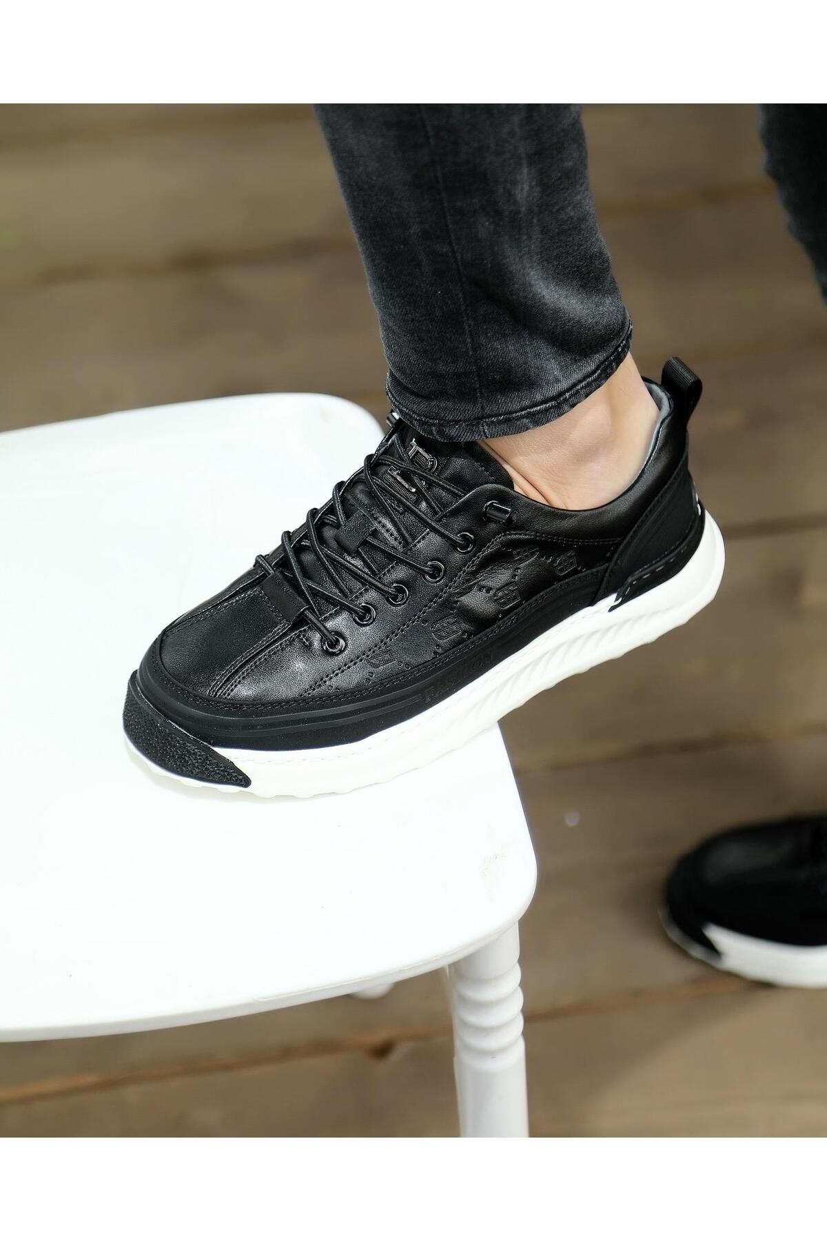 ByItallanoshoes BLACK TRAF 0074 HAKİKİ DERİ AİR TABAN GÜNLÜK ERKEK AYAKKABI