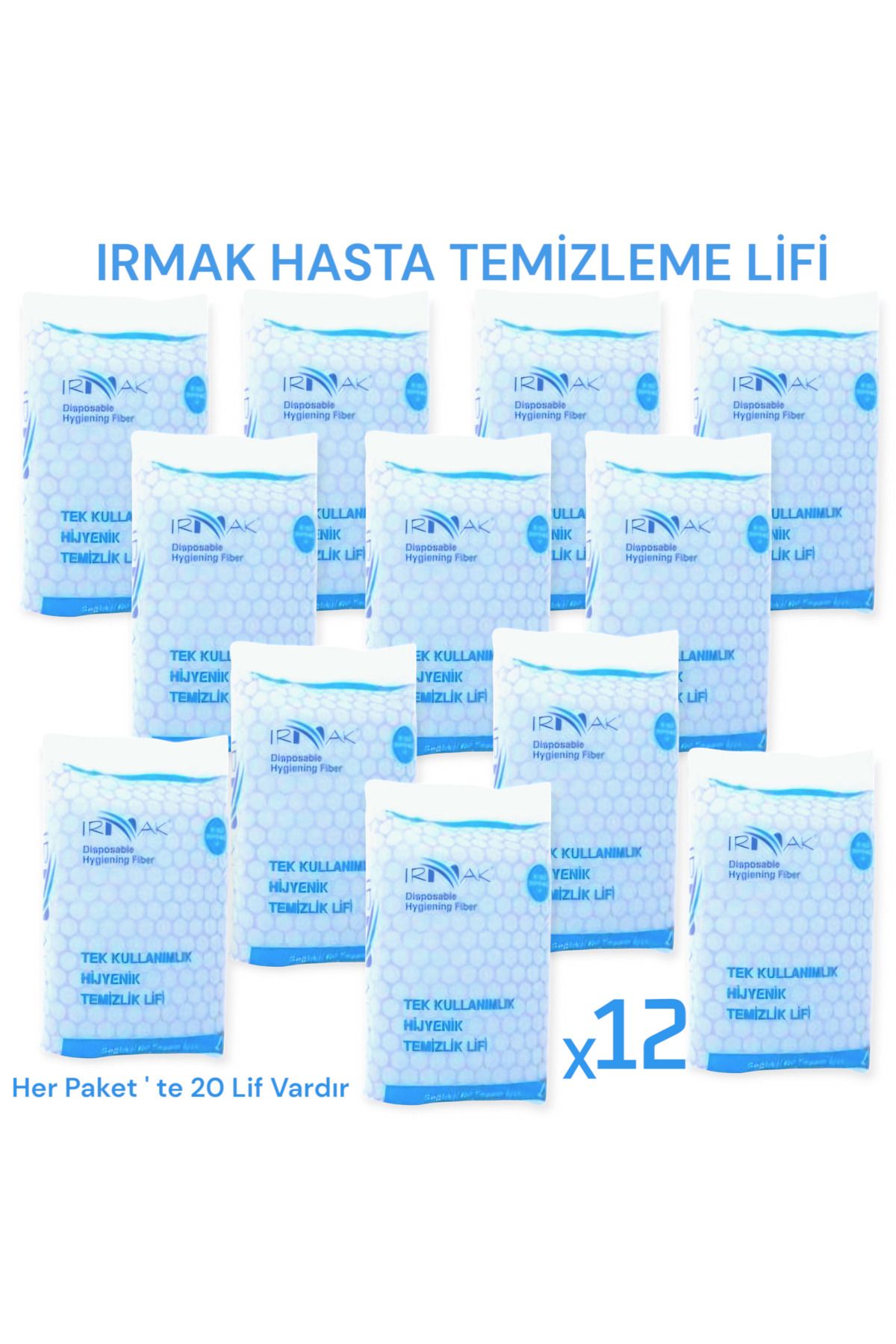 Irmak Hasta Vücut Temizleme Lifi ( 12 PAKET ) Hasta Banyo Temizlik Lifi