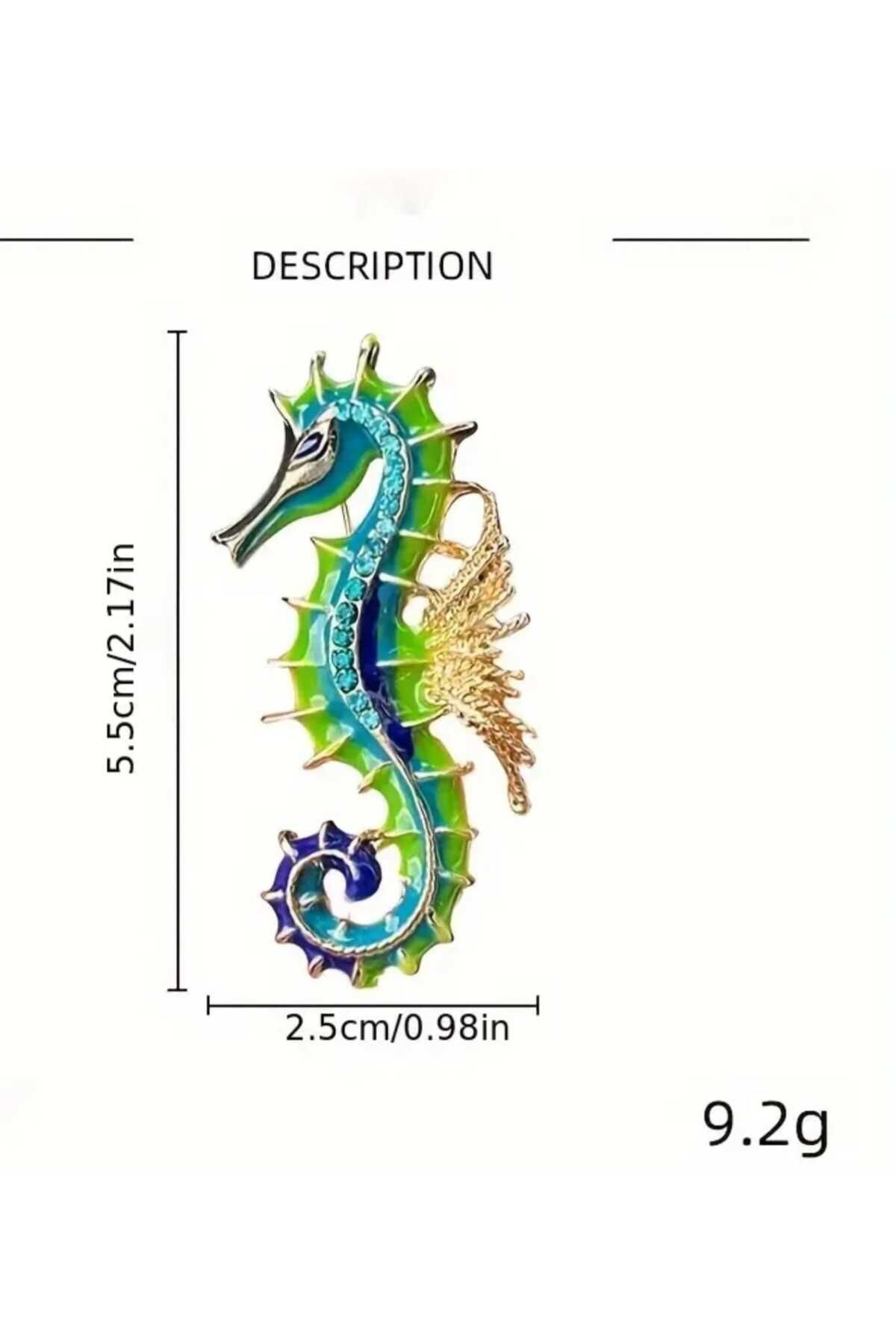 sarıyer silver Denizatı Model Çok Renkli Zirkon Taşlı İşlemeli Sarı Renkli Kaplama Çelik Broş Yaka İğnesi
