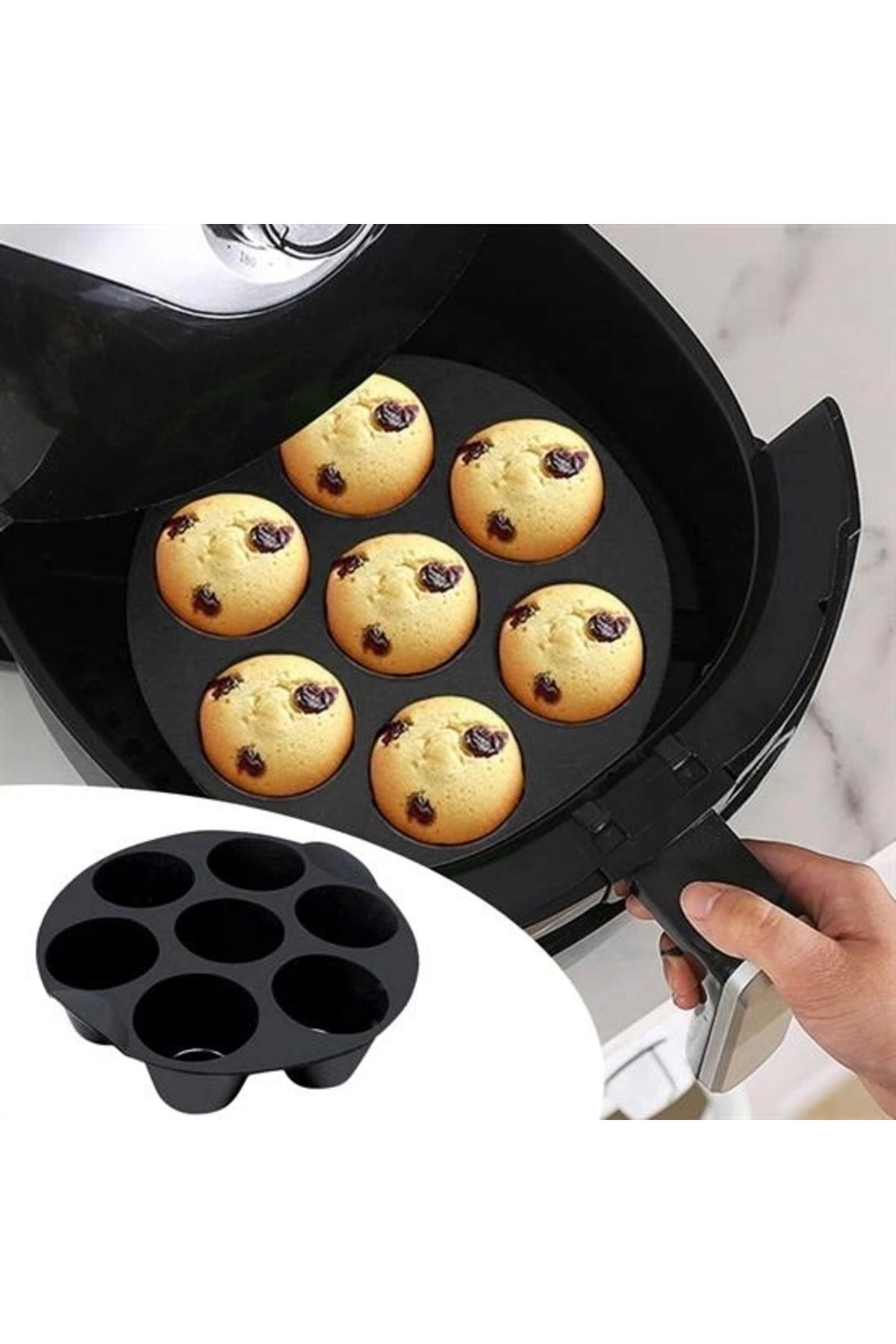 Beruflic 7 Gözlü Silikon Çok Amaçlı Airfryer Muffin Cupcake Kek Ve Çörek Pişirme Kalıbı