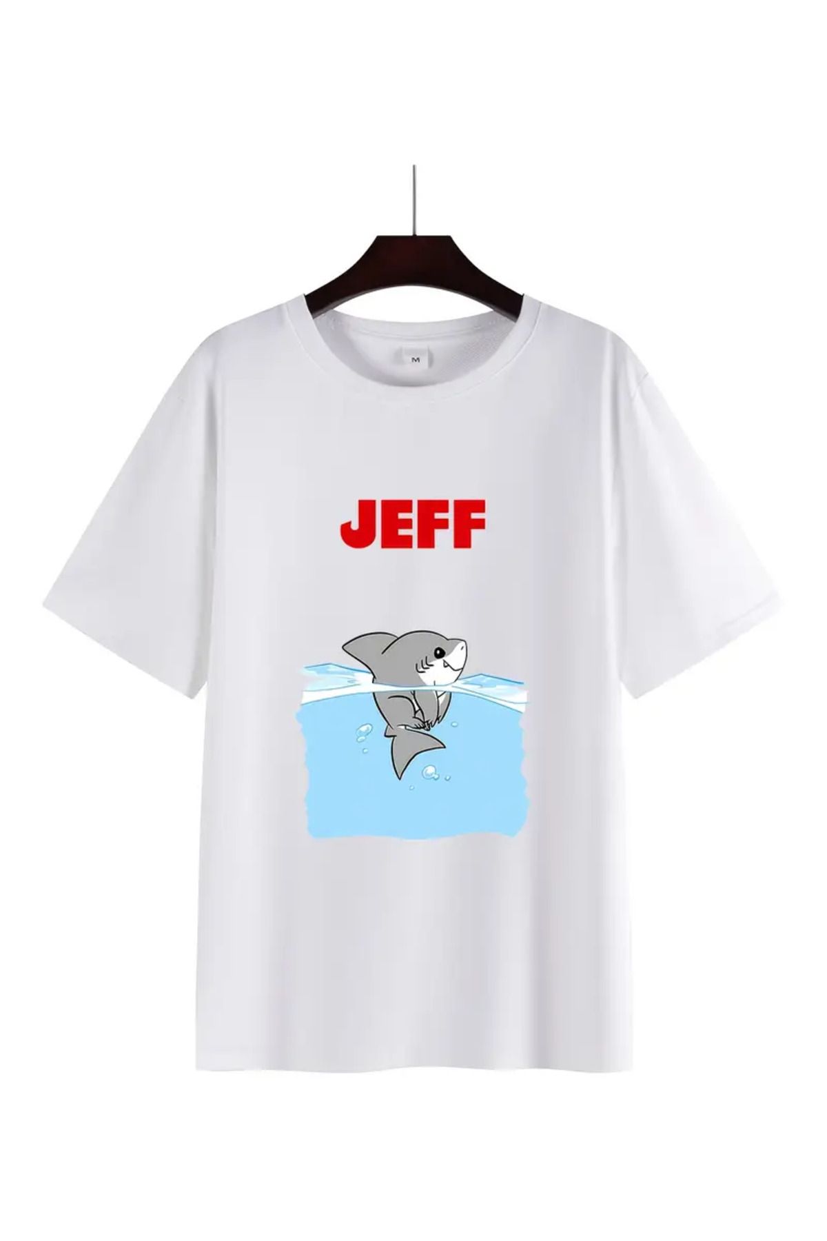 LUNAVISTA Jeff Shark Baskılı Bisiklet Yaka Kısa Kol T-shirt