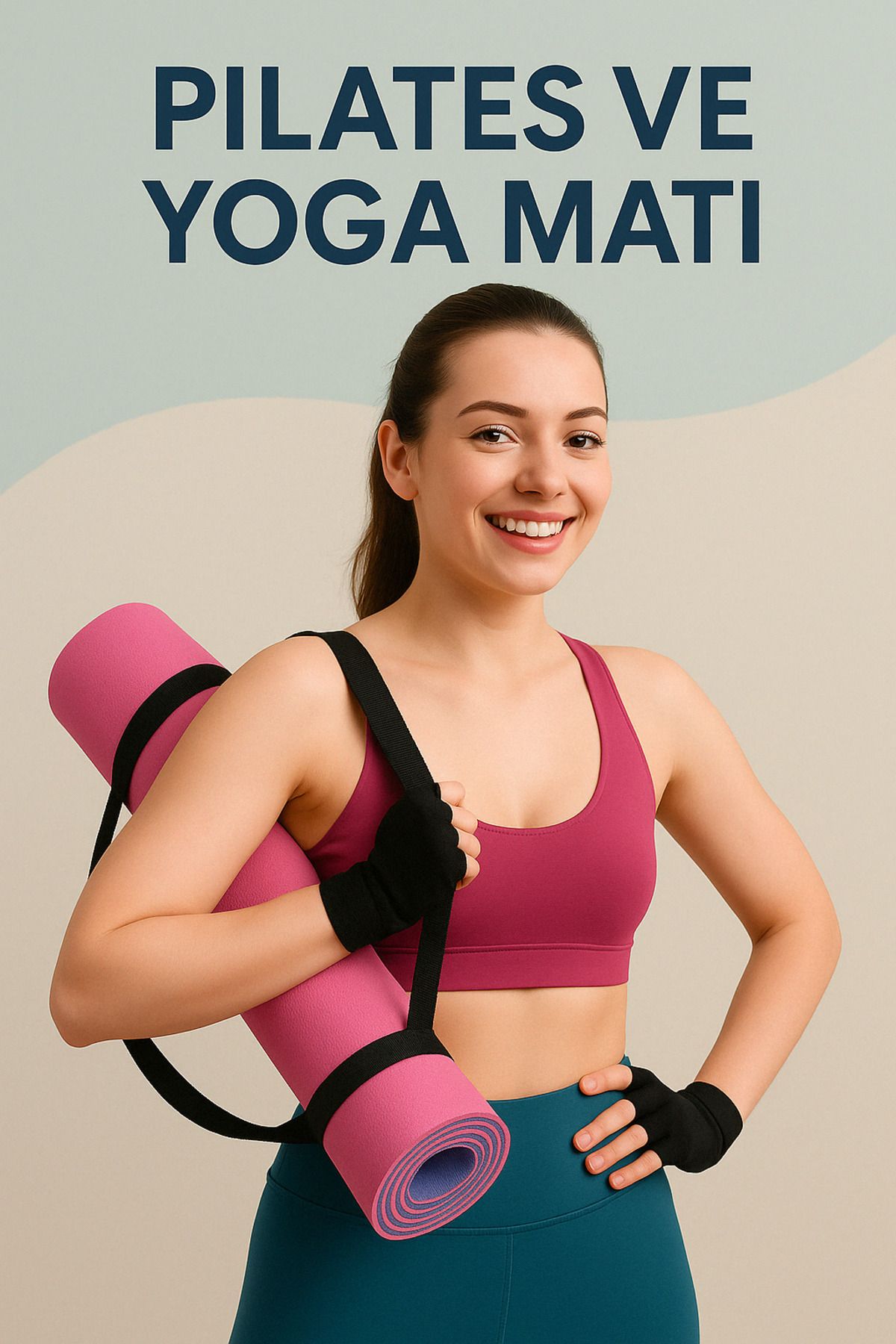 Mhm Collections Pembe Mor Taşıma Askılı Pilates Minderi & Yoga Matı Kamp Matı Kaymaz Yüzey Dayanıklı ...