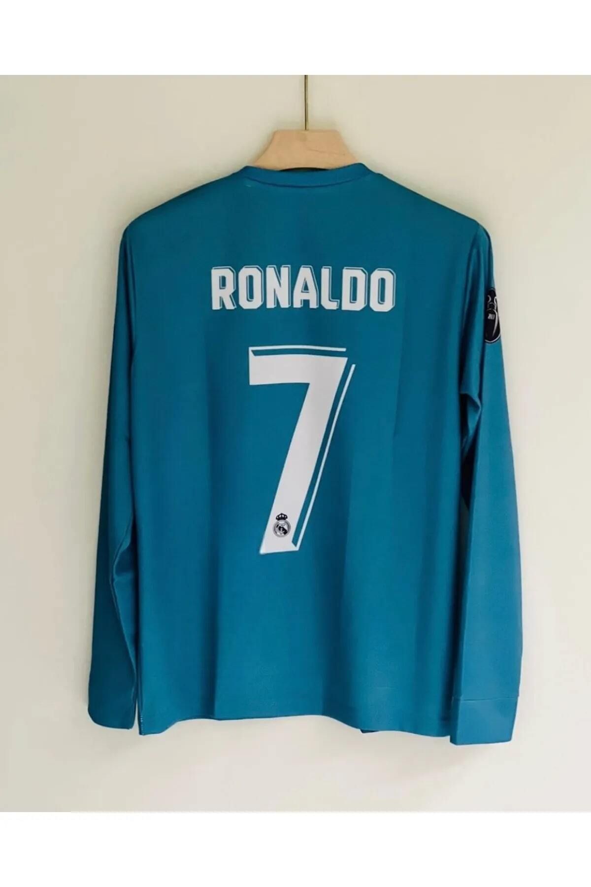 yenteks Ronaldo Real.Madrid 2018 Turkuaz Şampiyonlar Ligi Uzun Kol Yetişkin Forma