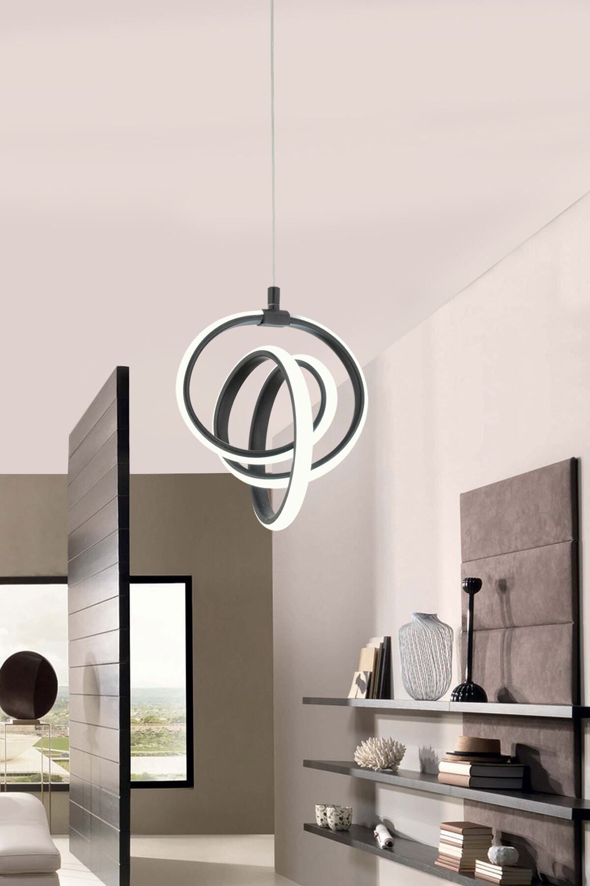 Mhm Collections Venita Siyah Modern Sarkıt Led Avize Beyaz Işık Salon Mutfak Oda Hol Ledli Avize