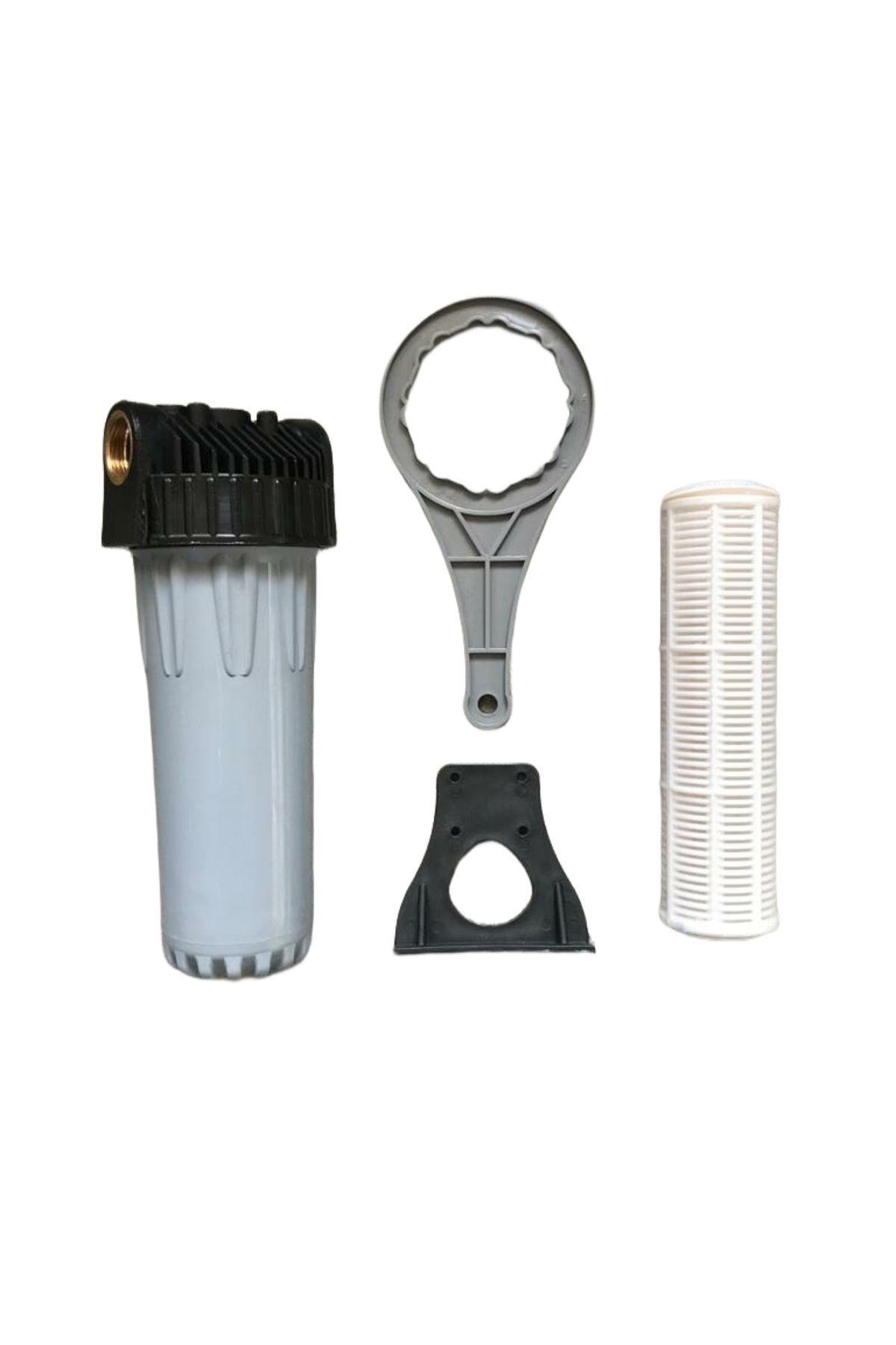 REVERSOSMOZARISU Su Arıtma 10" Daire Girişi 3/4" in-out Gri Filtre Kabı ve Yıkanabilir Filtre