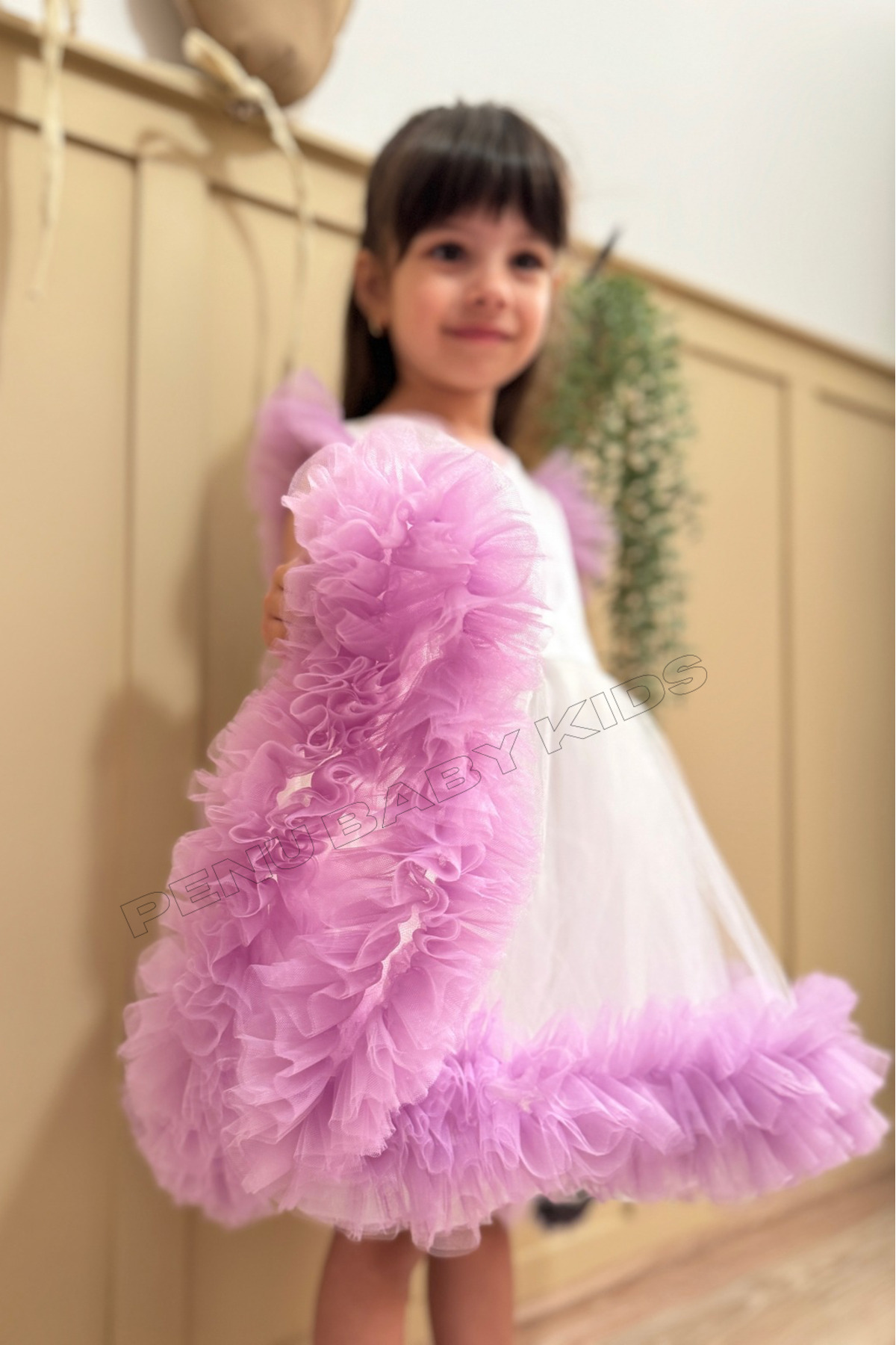 penu baby kids Lila Karnaval Kolsuz Fırfır Etekli Kız Çocuk Kız Bebek Elbise - Alice fotoğrafı 7 (önizleme)