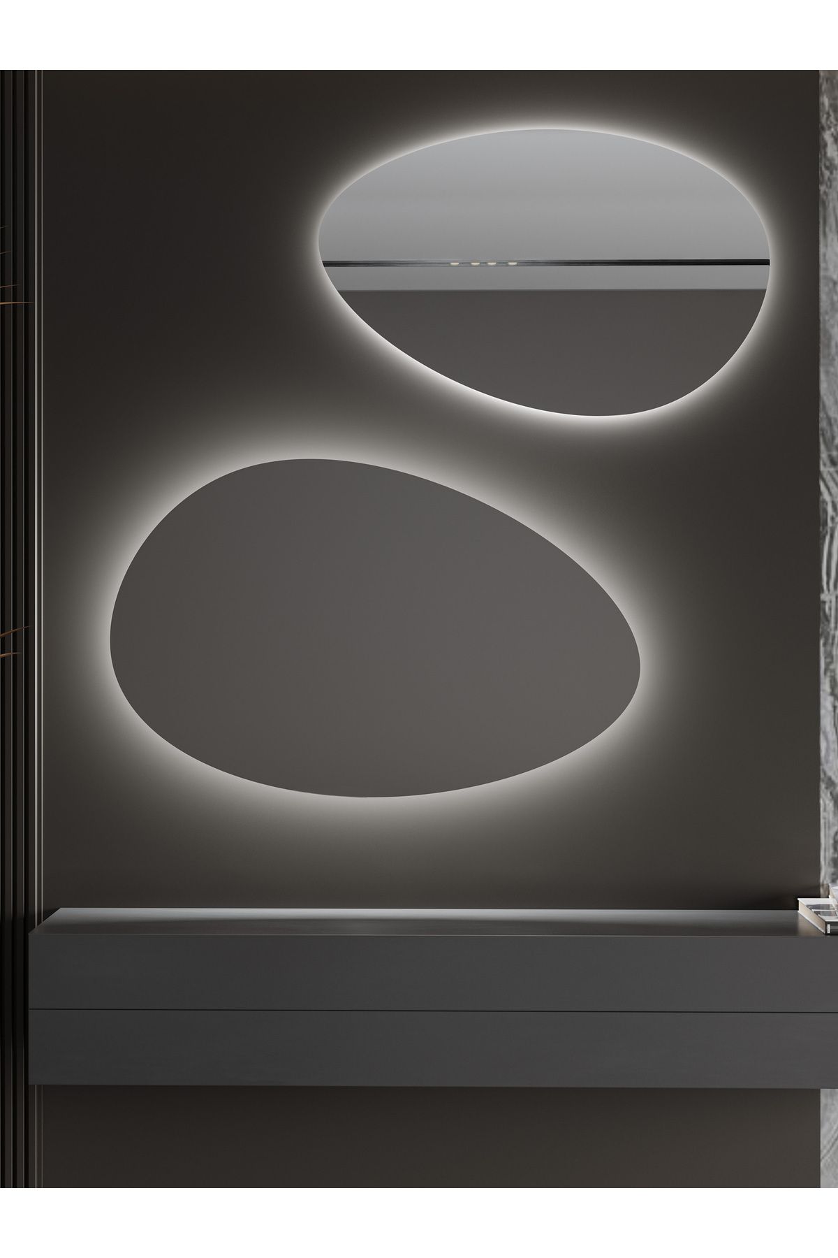 Albus Home - Olive LED Aydınlatmalı Ayna - SATİNASIZ - Tri-Color + Dimmer + Defogger