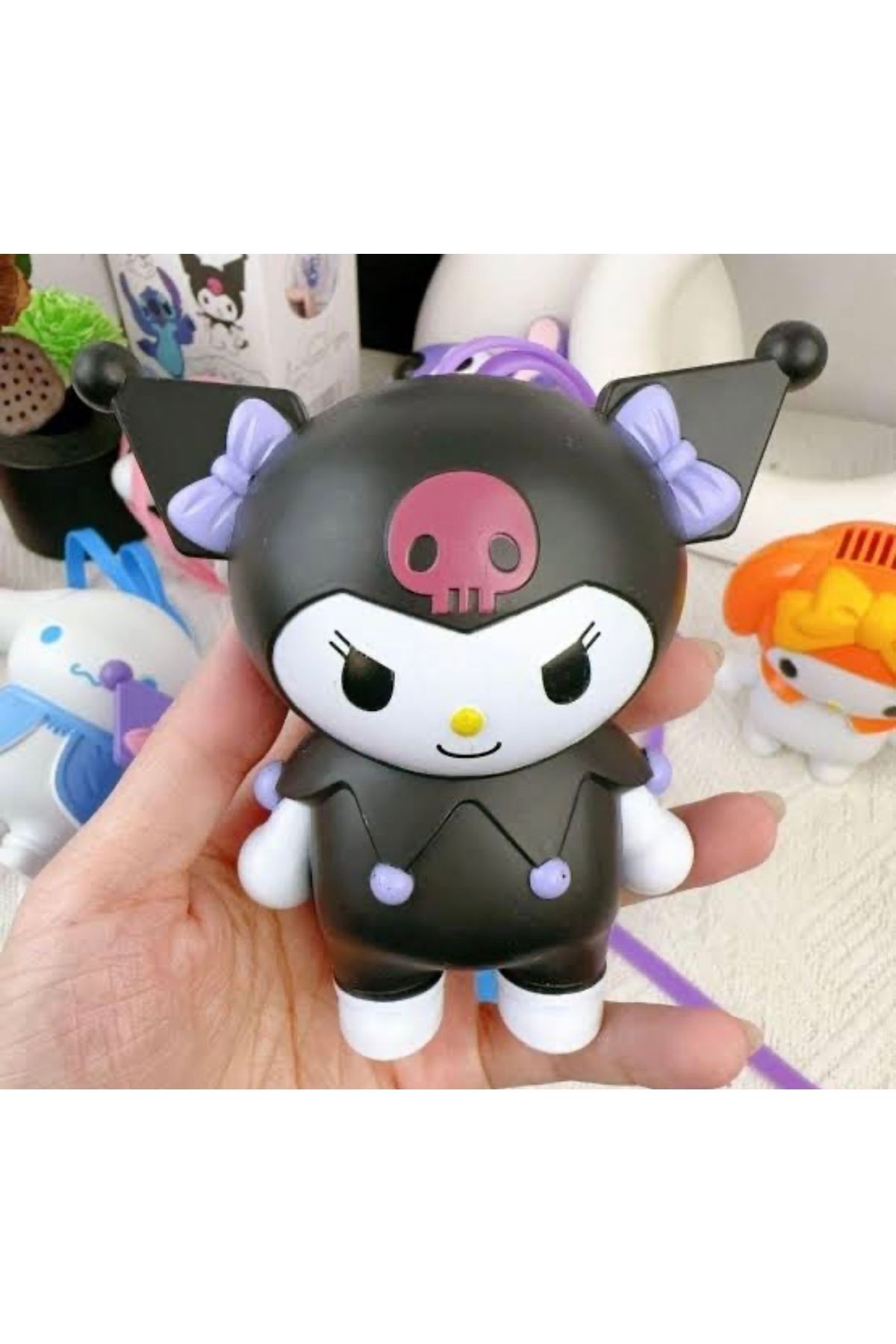 happystoretr Kuromi karikatür asılı boyun küçük fan küçül el tipi fan rüzgar gücü boyuna asılabilir