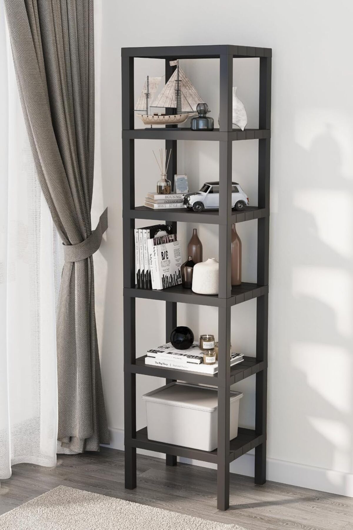 LUXE Life 6 Katlı Plastik Siyah Banyo Mutfak Rafı MIT1045 LXSHP 1055529