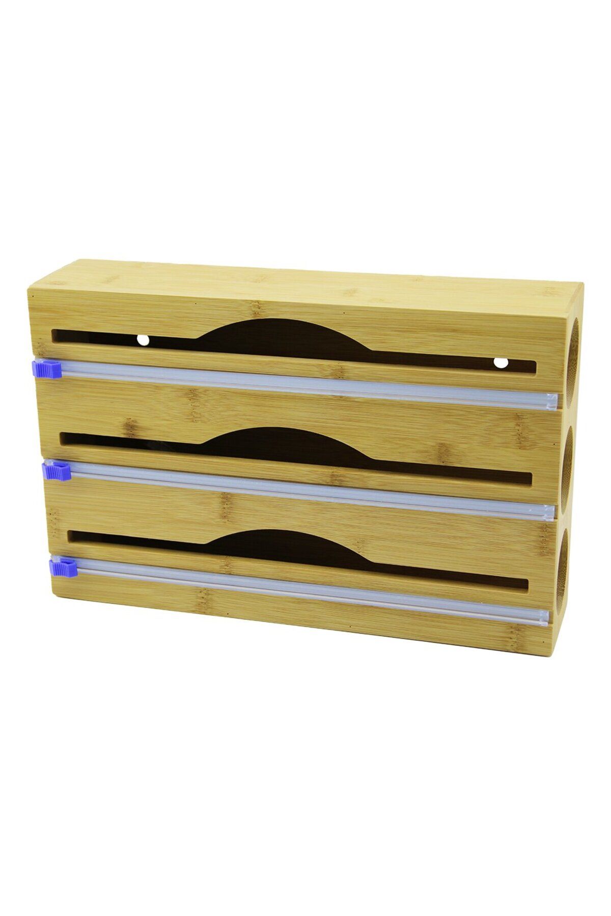STOREMAX 3IN1 AHŞAP BAMBU STREÇLİK FOLYOLUK KESİCİ BIÇAK KANALLI 22X34CM TrendBazaar 1057563