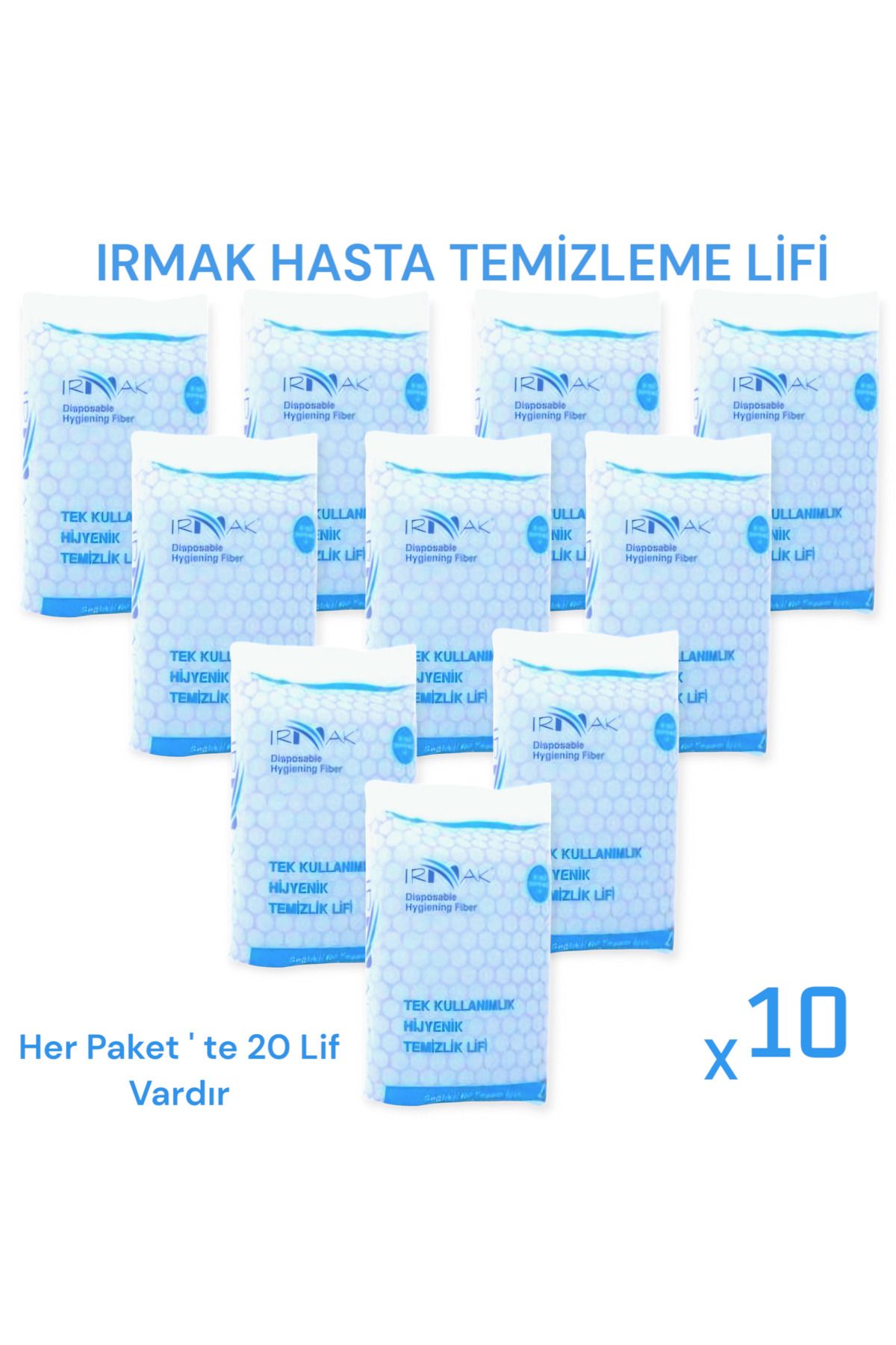 Irmak Hasta Temizleme Lifi 10 Paket / Hasta Banyo / Hasta Temizlik / Hasta Vücut Temizleme Lifi