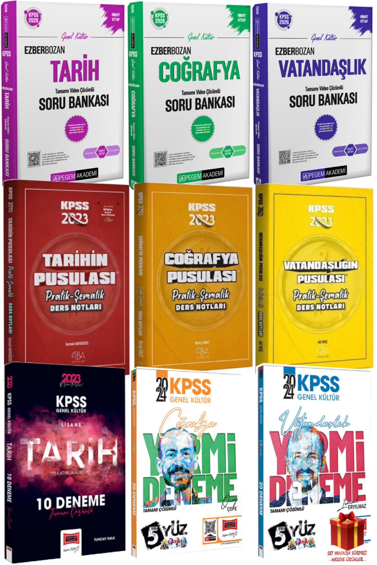 Pegem Akademi Yayıncılık 2026 Pegem KPSS Tarih Coğrafya Vatandaşlık Soru Bankası Seti+CBA Pratik Ders Notları Seti+Deneme Set