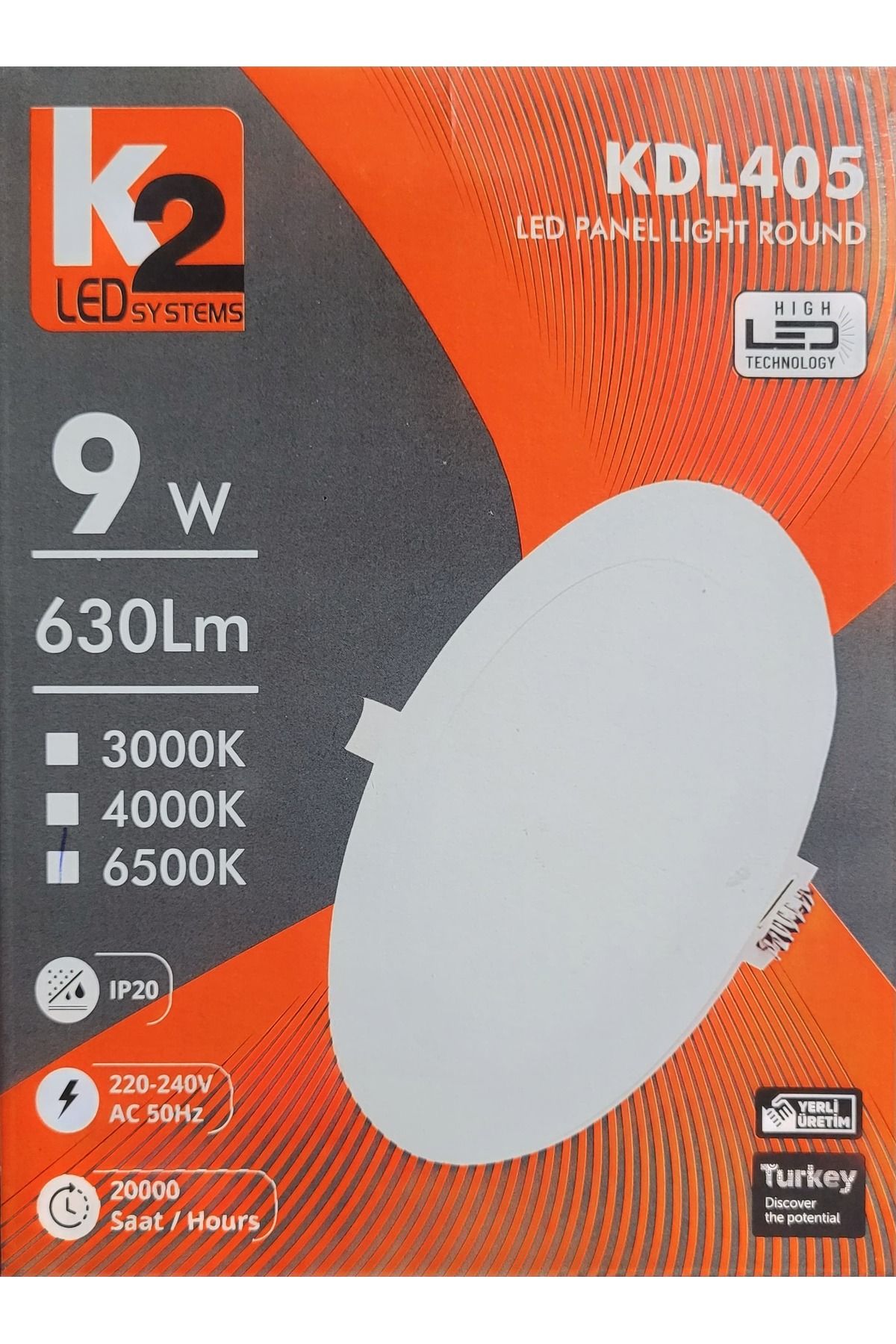 K2 LED KDL405 9 W 6500K YUVARLAK SLIM LED PANEL