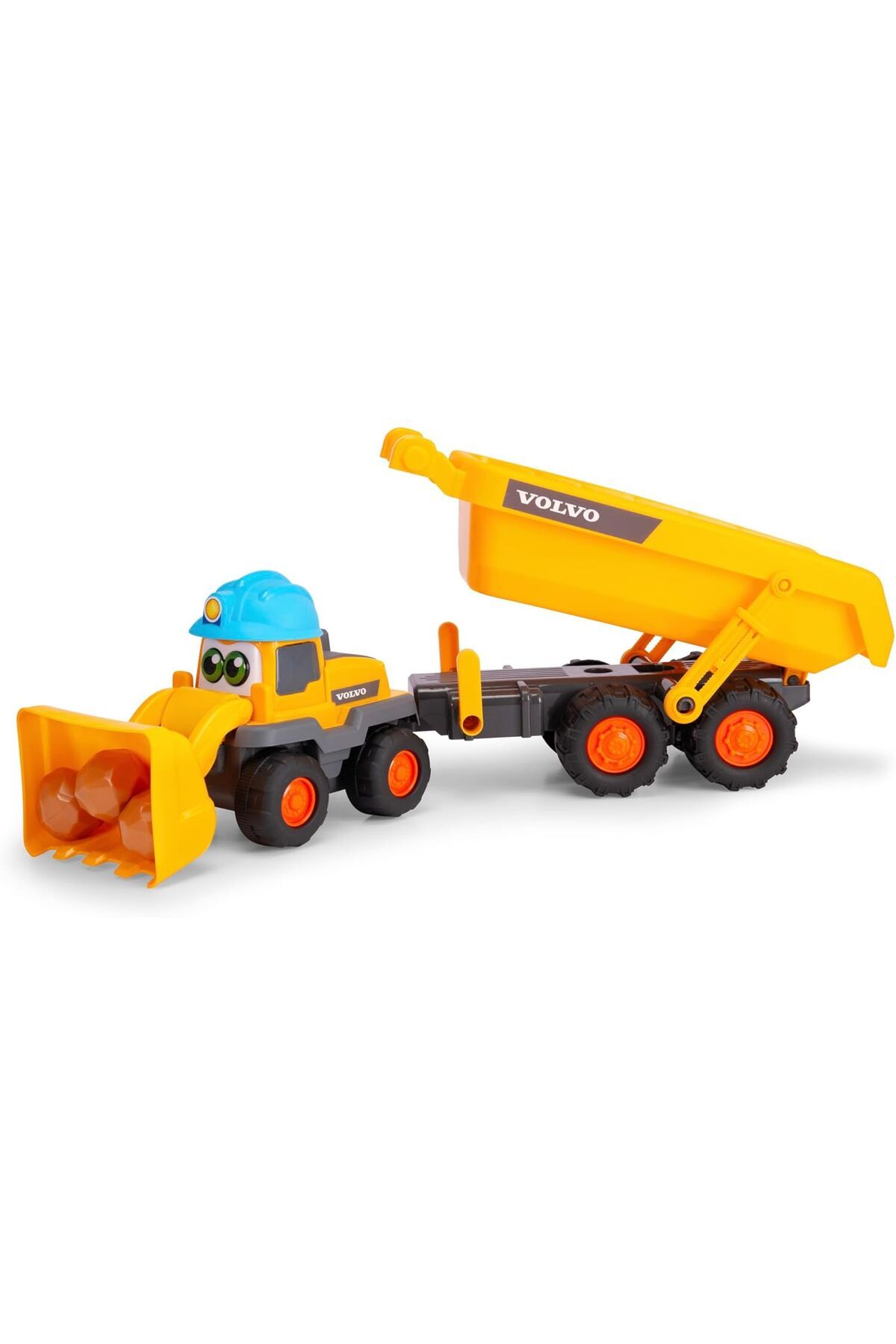 LUXE Toys, 204119007, ABC Tracey Trailer, Serbest Tekerlekli Volvo Digger, Hareketli Kürek, Kask Korna,