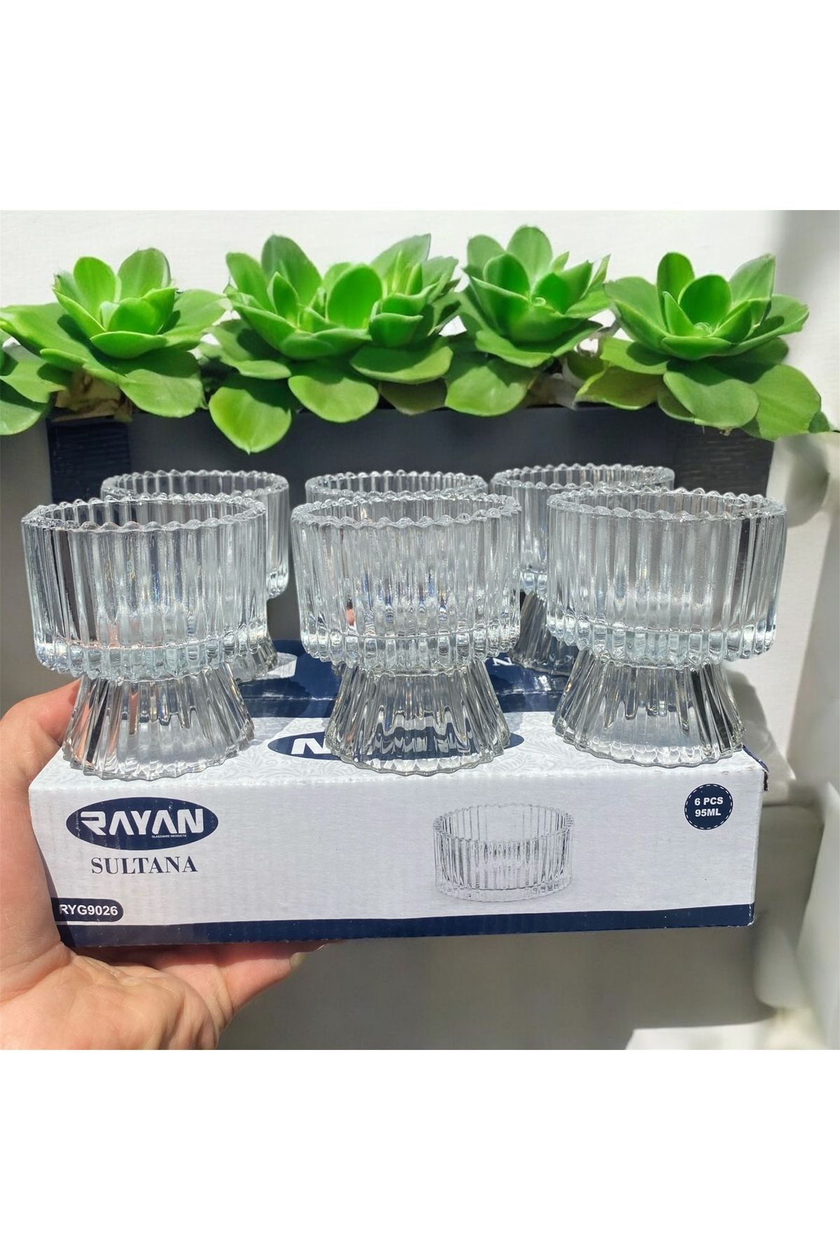 DAFE HOME Kristal ayaklı sunumluk 6 prç mükemmel kalite