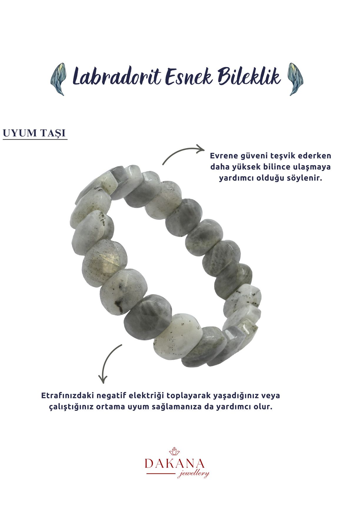 DAKANA JEWELLERY Sertifikalı Faset Kesim Labradorit Doğal Taş Bileklik