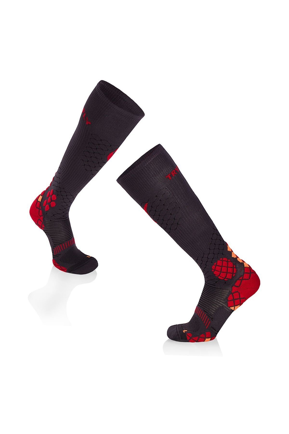 Try to Fly-Compression Socks For Running 3/4 Compression Socks Anthracite - Red 1