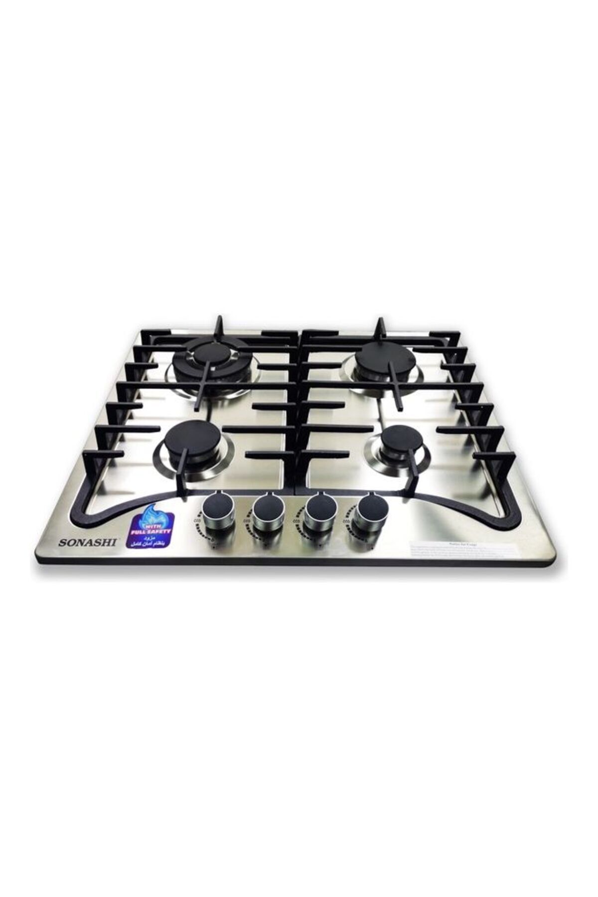 sonashi-4-burner Gas Hob - 60 Cms | Featured With Front Control Panel And Cast Iron Pan Stand | Gas Hob With 1