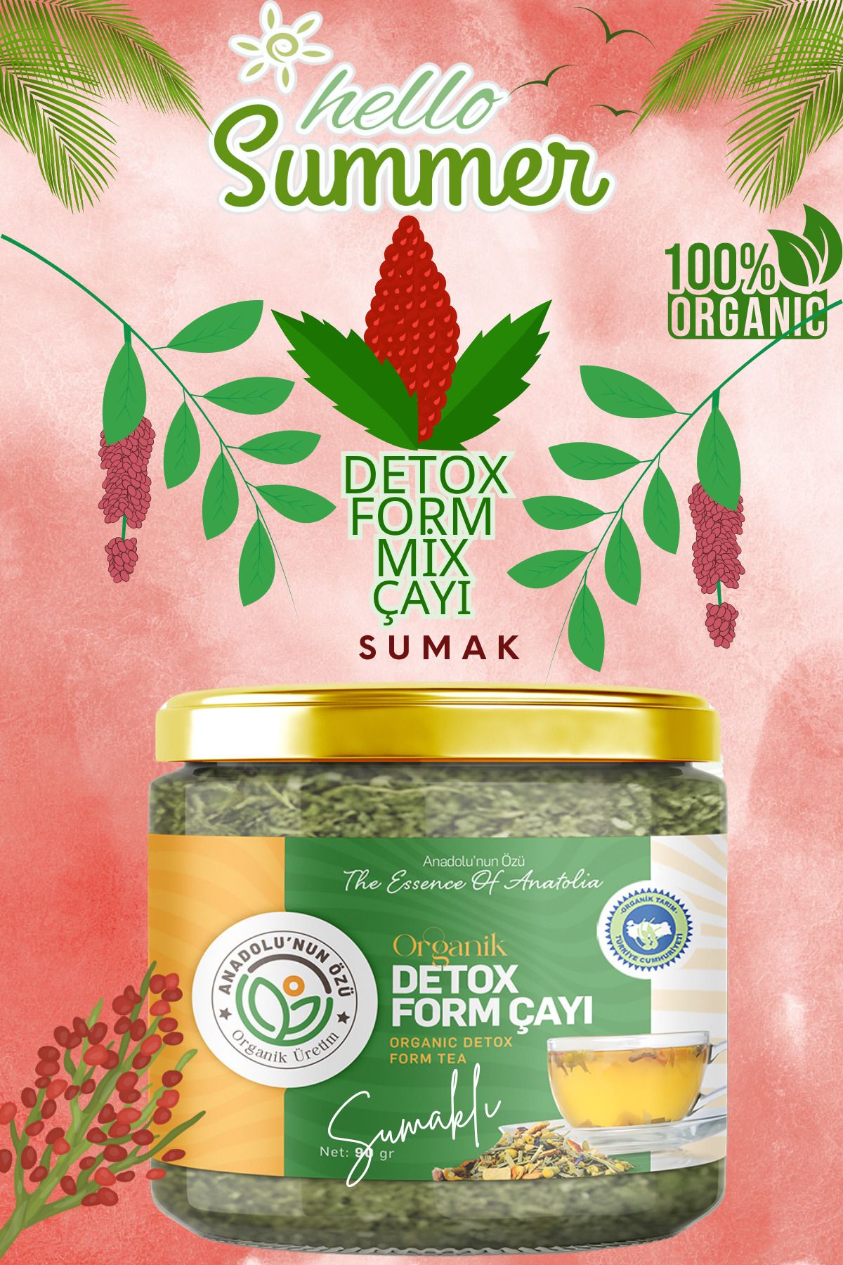 anadolu'nun özü organik üretim Detox Form Çayı (SUMAK)