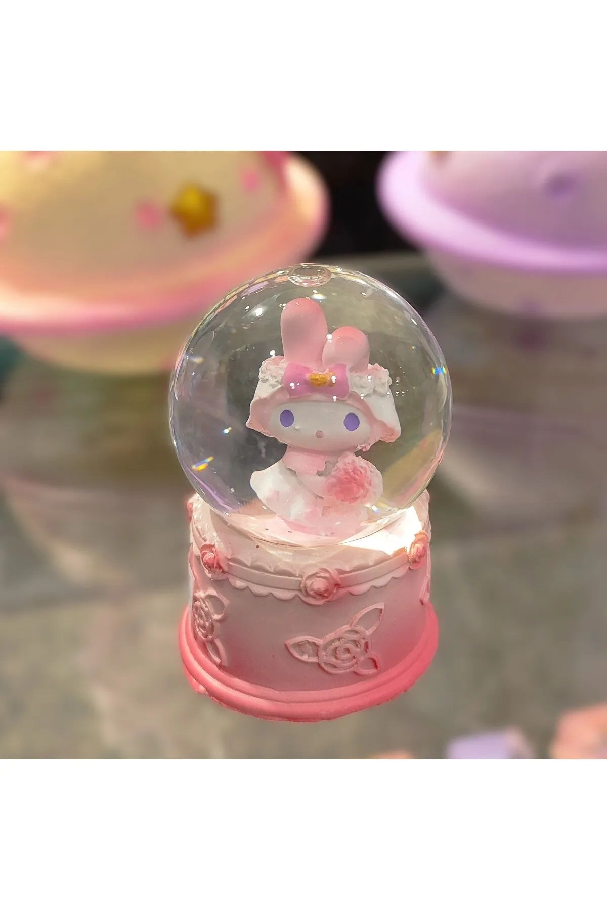 zeynobella Kuromi,melody,cinnamoroll figürlü küçük boy ışıklı kar küresi