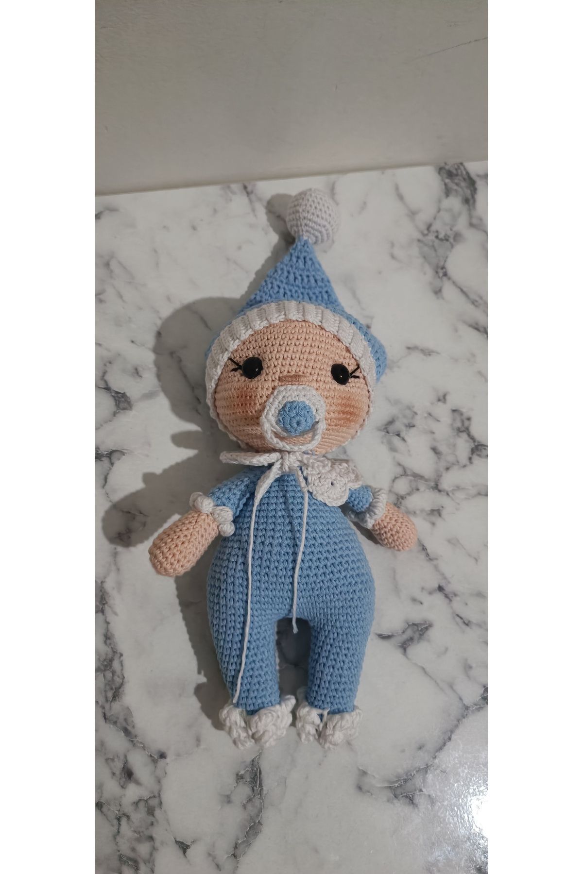AYÇA ACUN AMİGURUMİ MAVİ EMZİKLİ BEBEK OYUNCAK