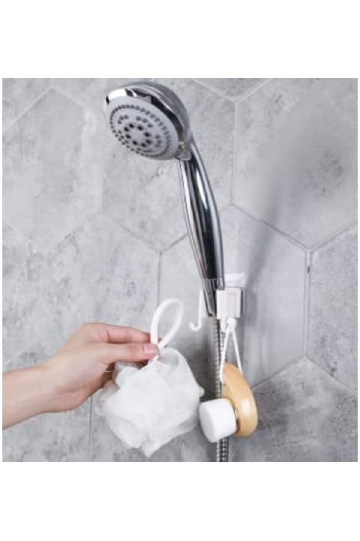 LUXE Renkli Kendinden Yapışkanlı Duş Başlık Tutucu Ve Lif Askısı Aparat Banyo Düzenleyici
