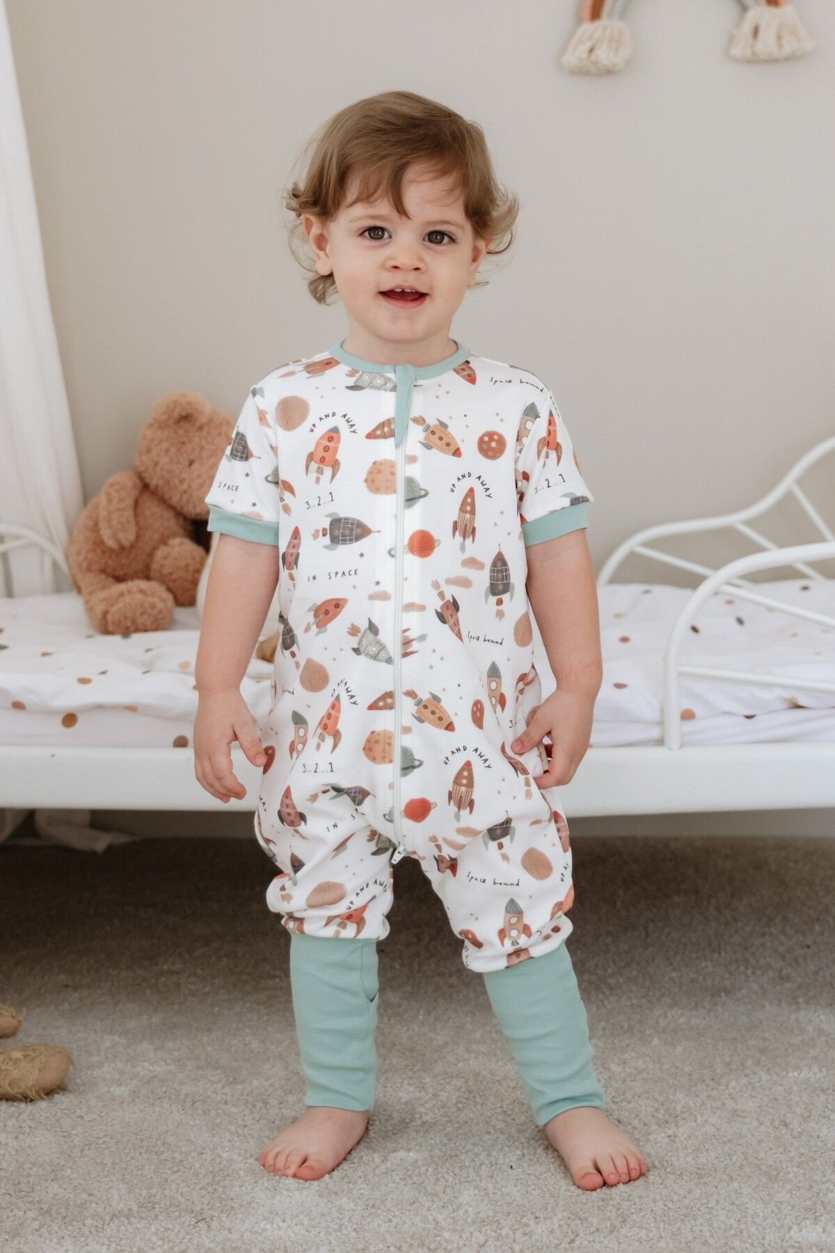 Lollie Baby&Kids 0.5 Tog Yazlık Bebek & Çocuk Uyku Tulumu, %100 Pamuk - Space Uzay