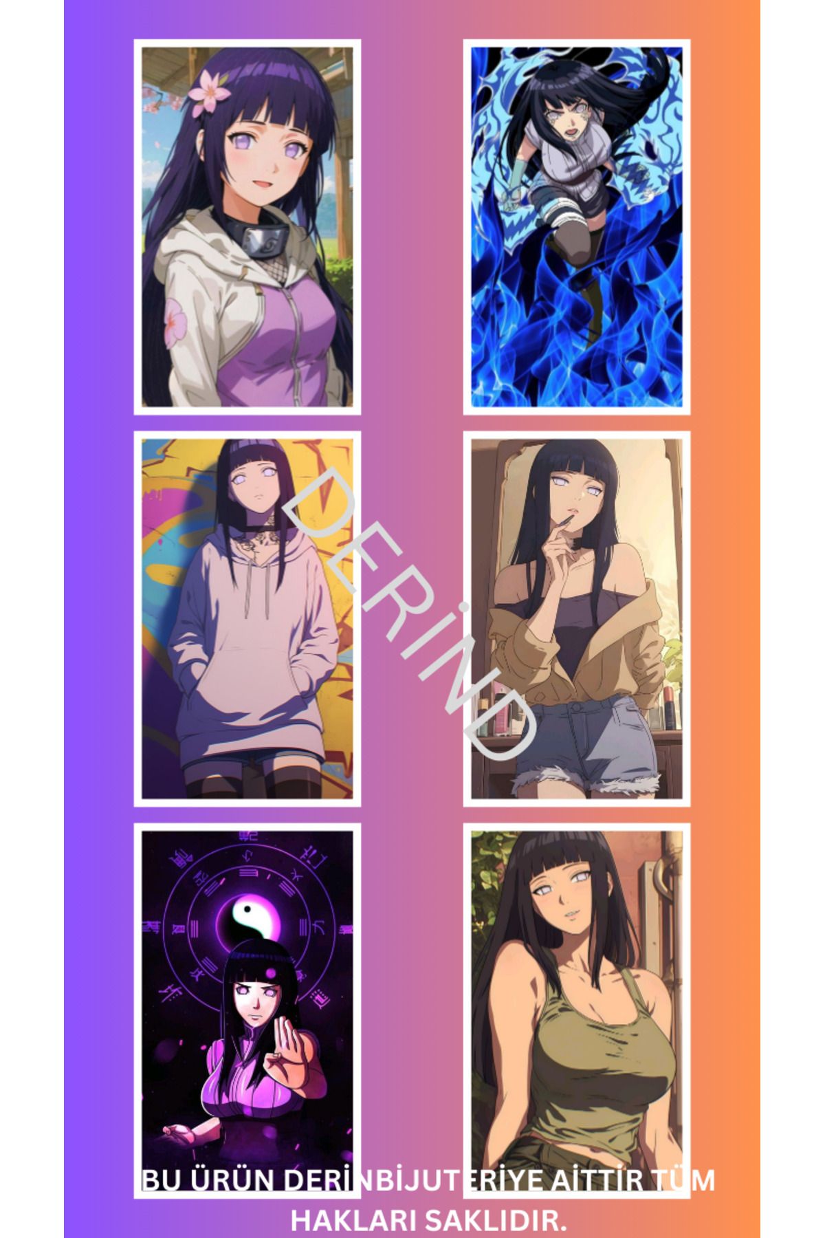 DERİND Hinata Hyuga 8 li Karışık Sticker Fotokart