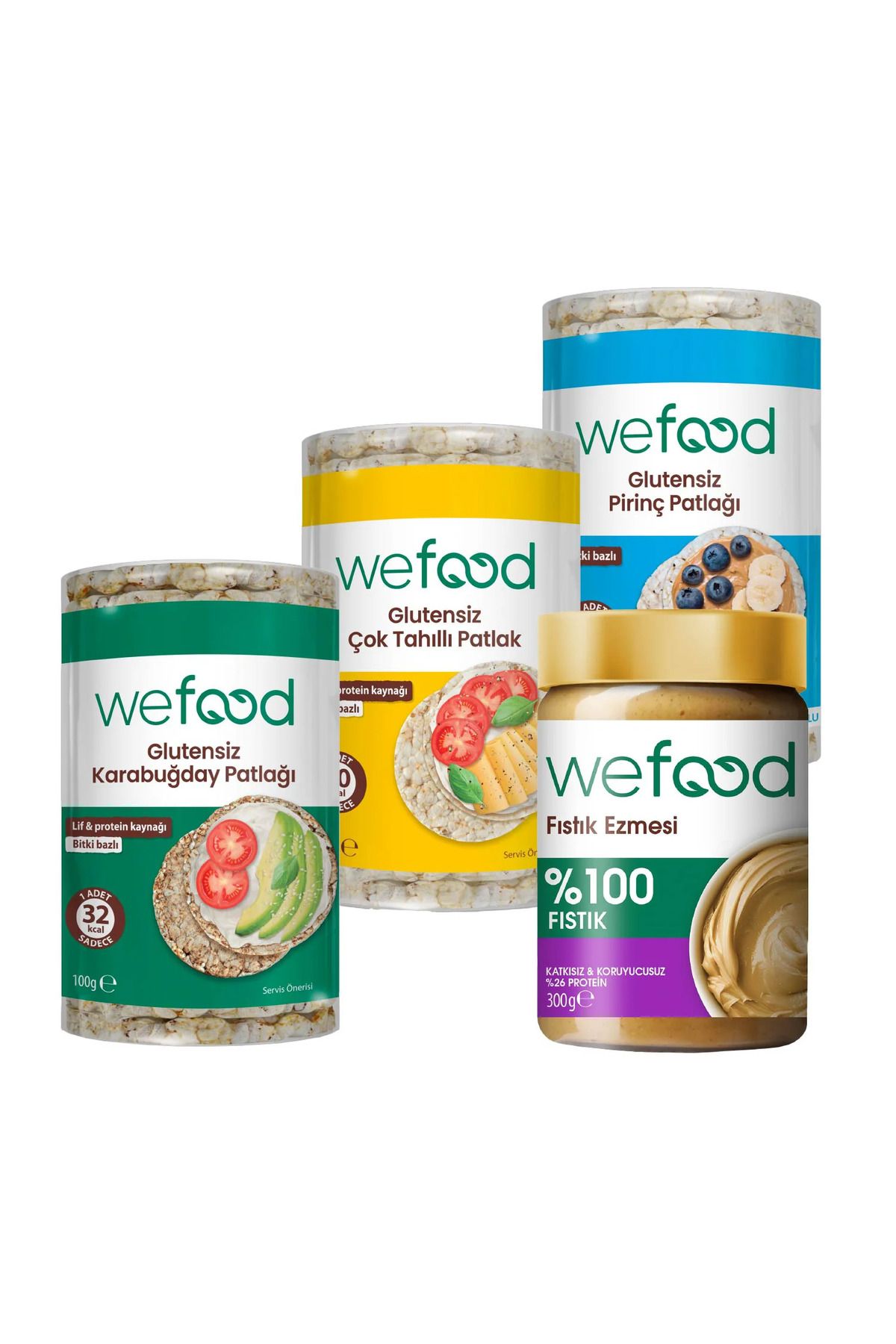 Wefood %100 Fıstık Ezmesi 300 gr + Wefood Patlak Deneme Paketi