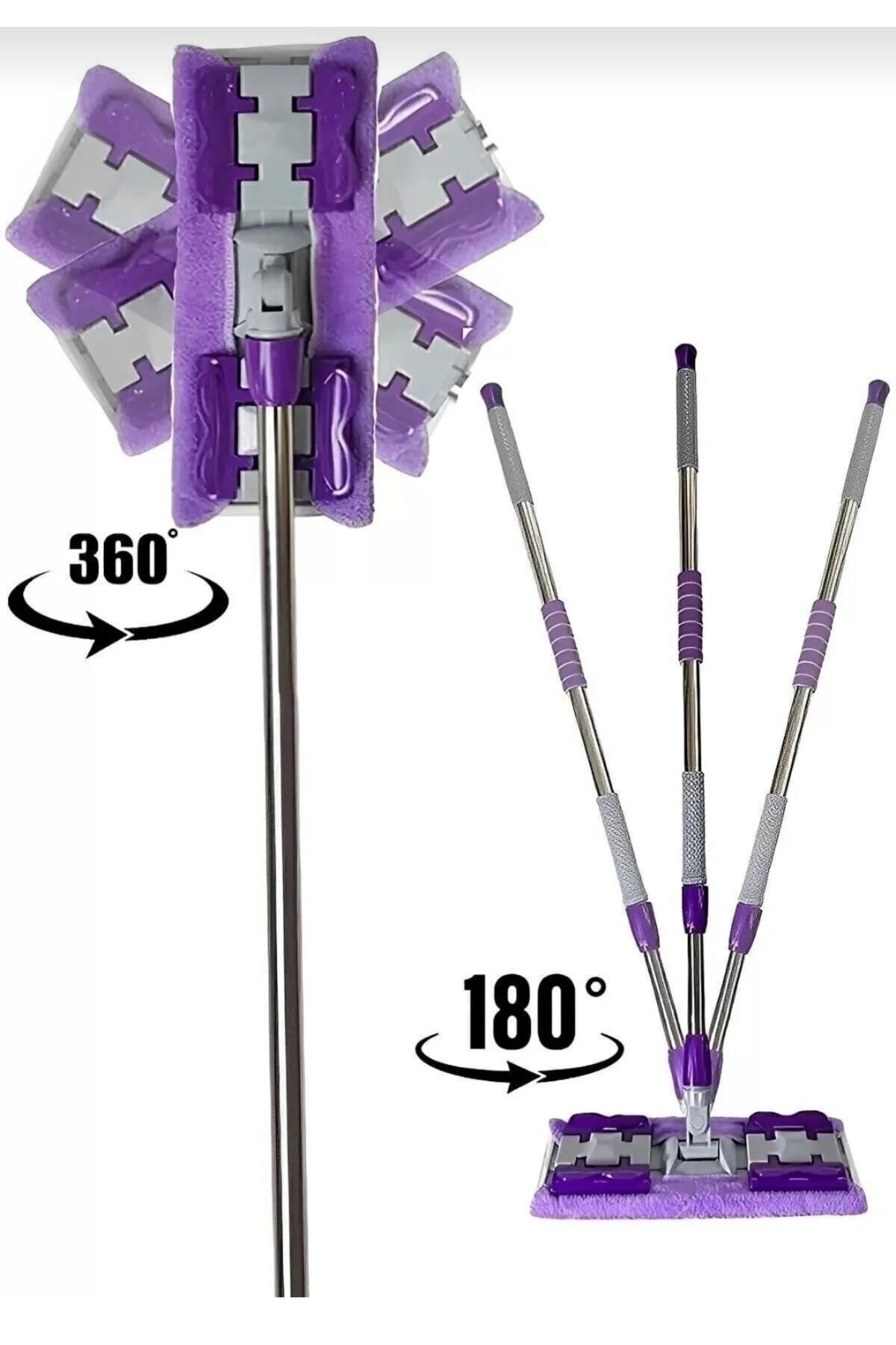 SOFT Mop Paspas Ve Mop 1 Yedek Bezli Yer Mopu Duvar Fayans Cam Temizlik Mikrofiber 4 Mandallı Mop