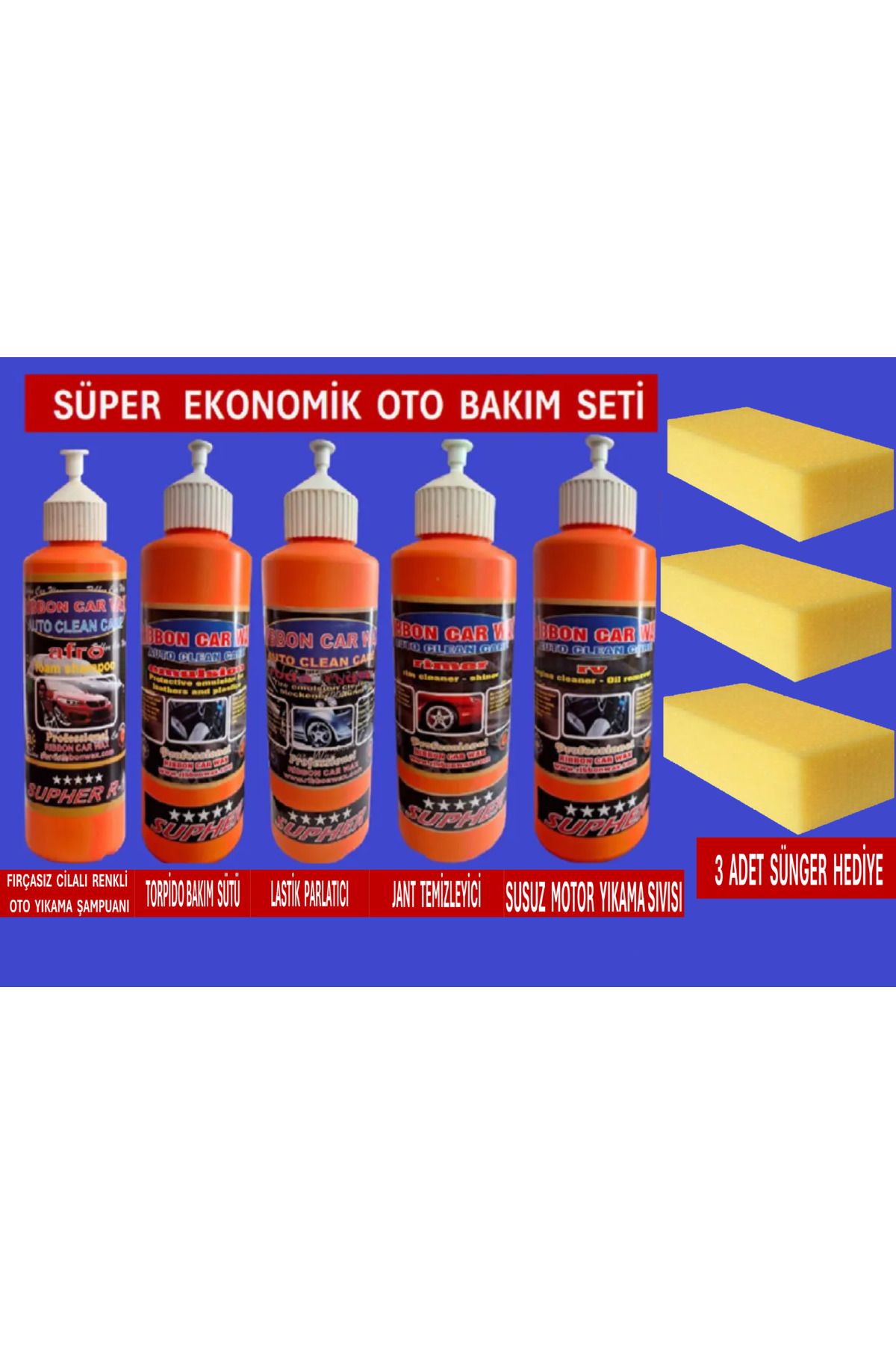 SOFT 5 li SET FIRÇASIZ YIKAMA ŞAMPUANI+TORPİDO SÜTÜ+LASTİK PARLATICI+JANT TEMİZLEYİCİ+SUSUZ MOTOR YIKAMA